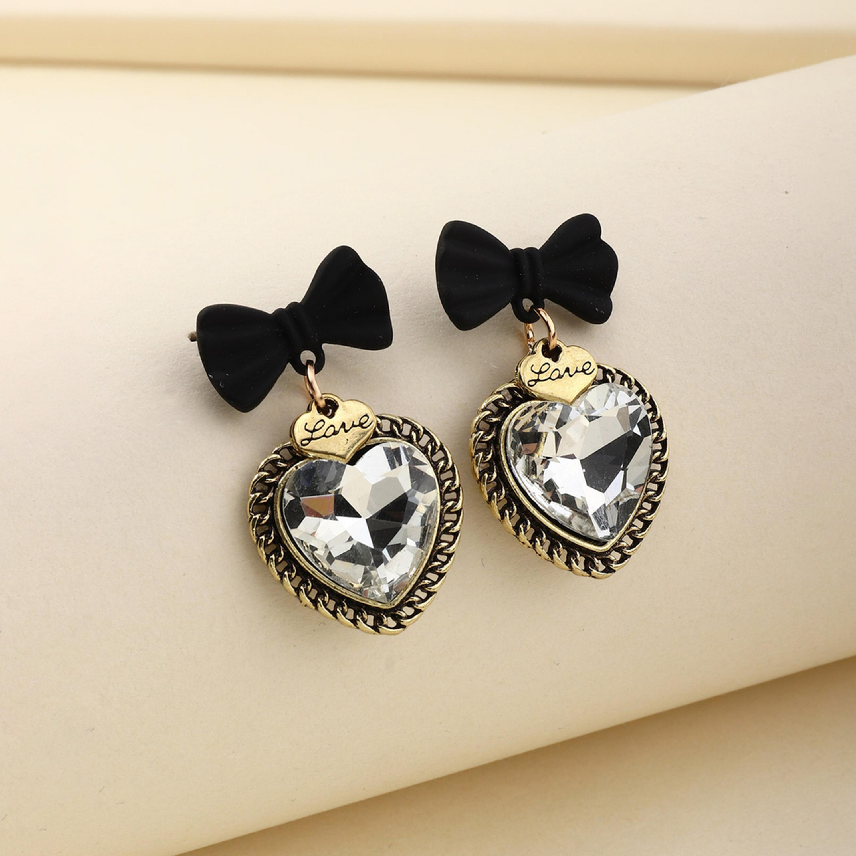 Take Two Bow and Heart Shaped Drop Earrings-women-watchesandjewellery-jewellery-earrings-image-5