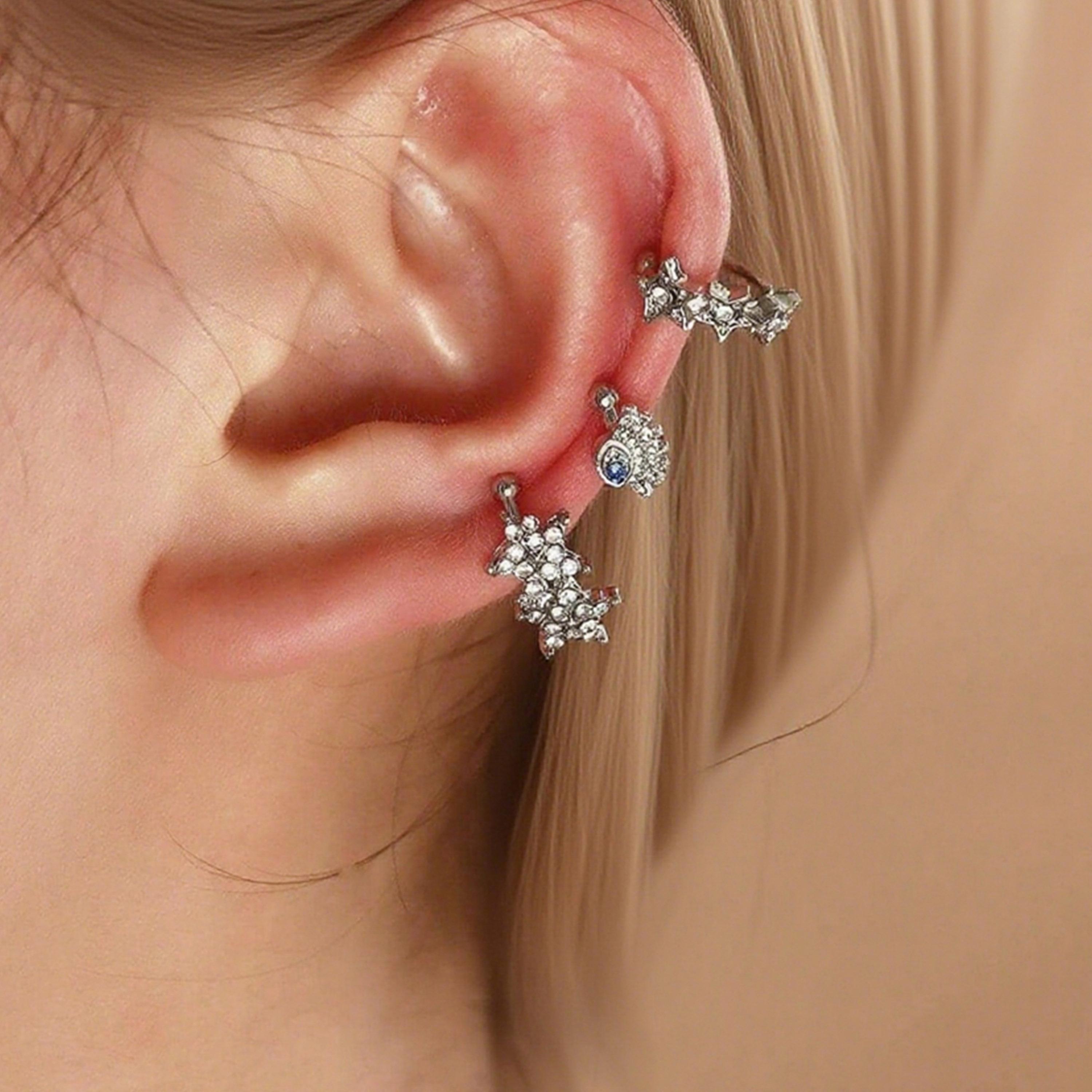 تيك تو - مجموعة من 3 أقراط أذن مرصعة بأحجار الراين-women-watchesandjewellery-jewellery-earrings-image-2