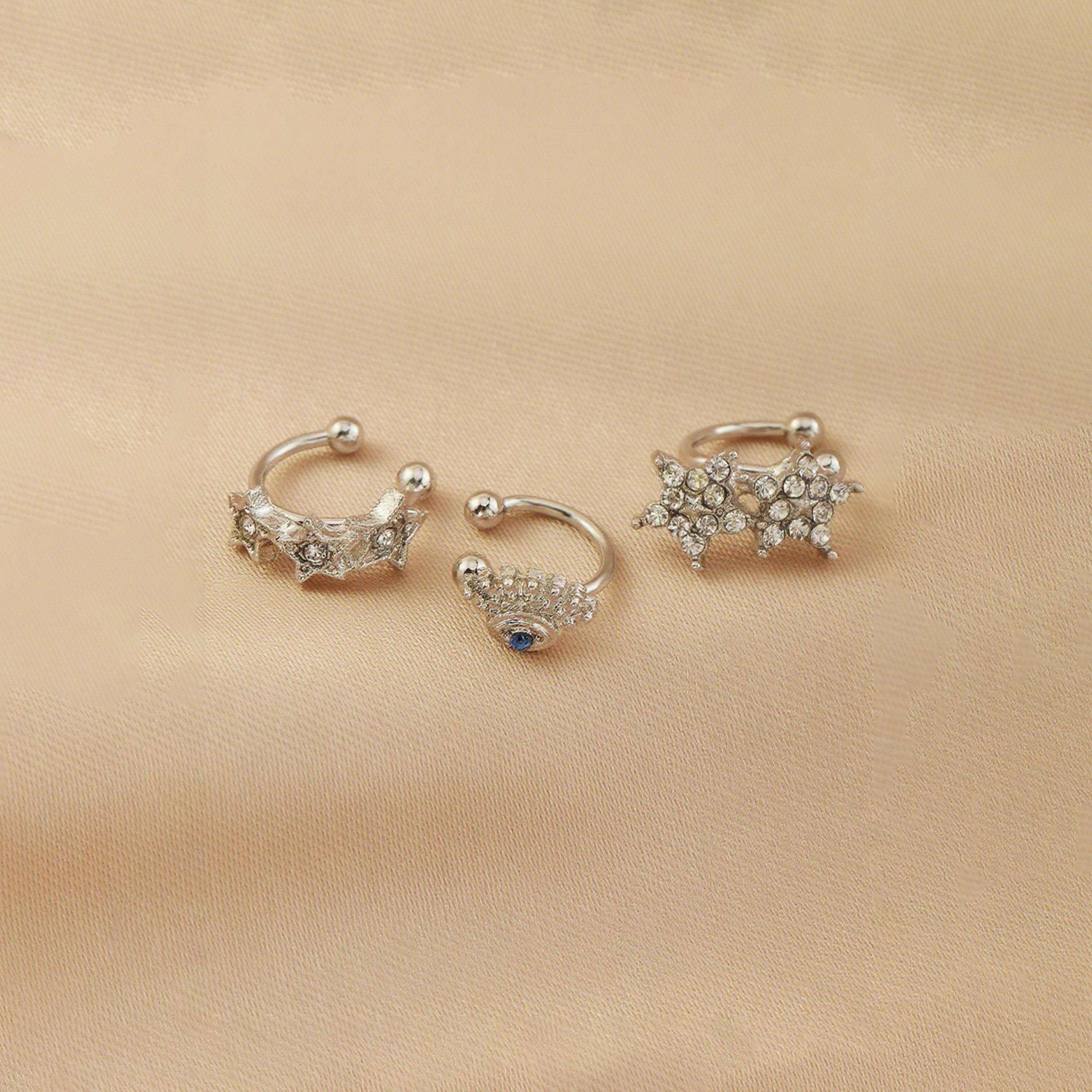 تيك تو - مجموعة من 3 أقراط أذن مرصعة بأحجار الراين-women-watchesandjewellery-jewellery-earrings-image-4