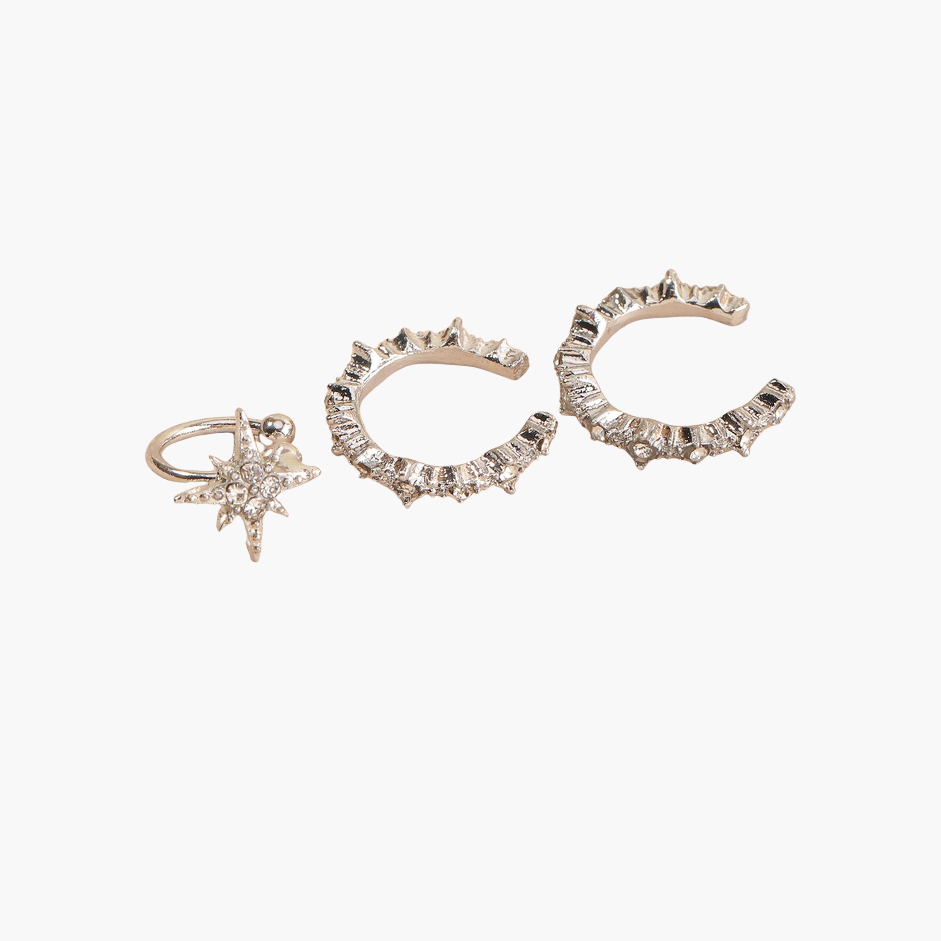 Take Two Set of 3 - Rhinestone Ear Clip Earrings-women-watchesandjewellery-jewellery-earrings-image-1
