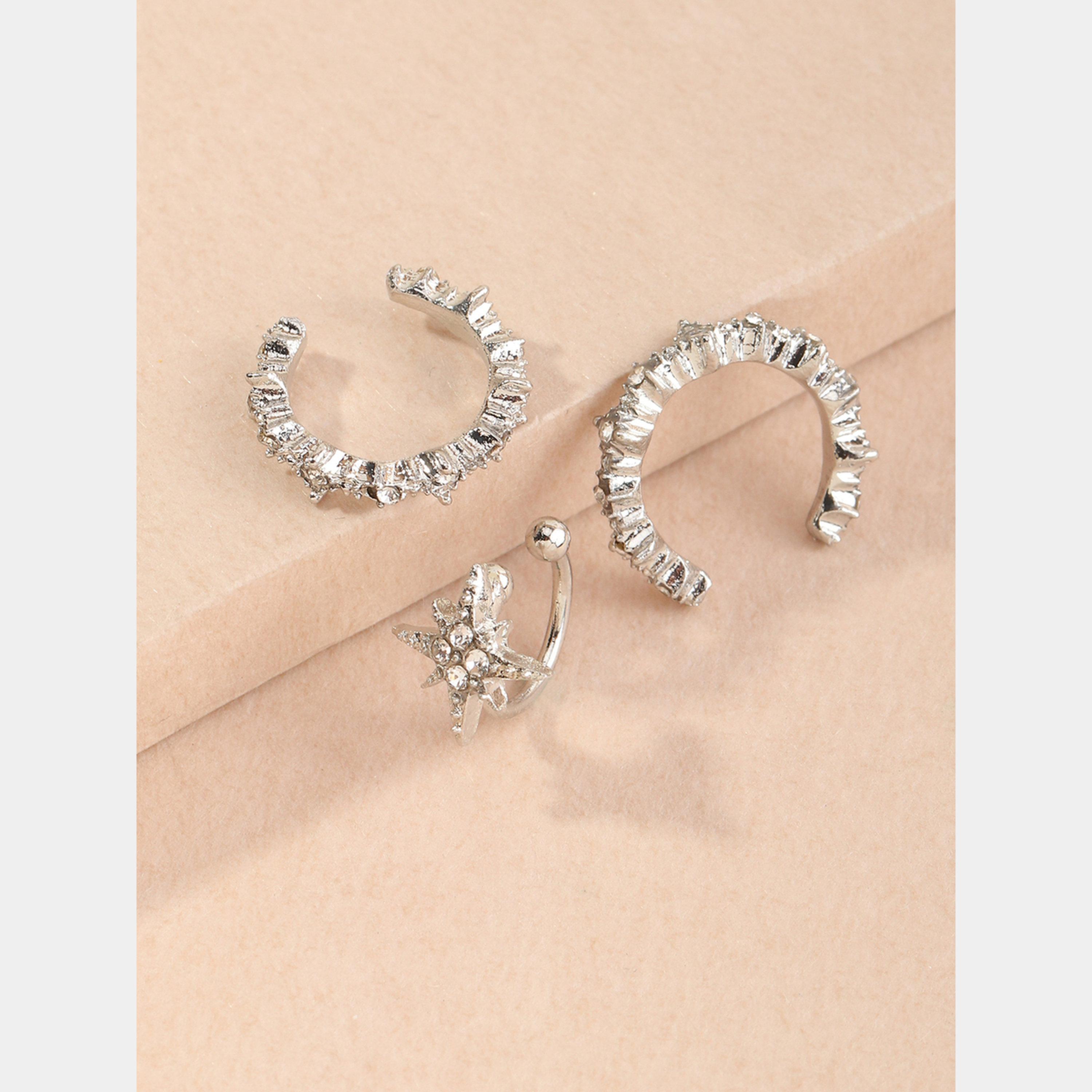 Take Two Set of 3 - Rhinestone Ear Clip Earrings-women-watchesandjewellery-jewellery-earrings-image-3