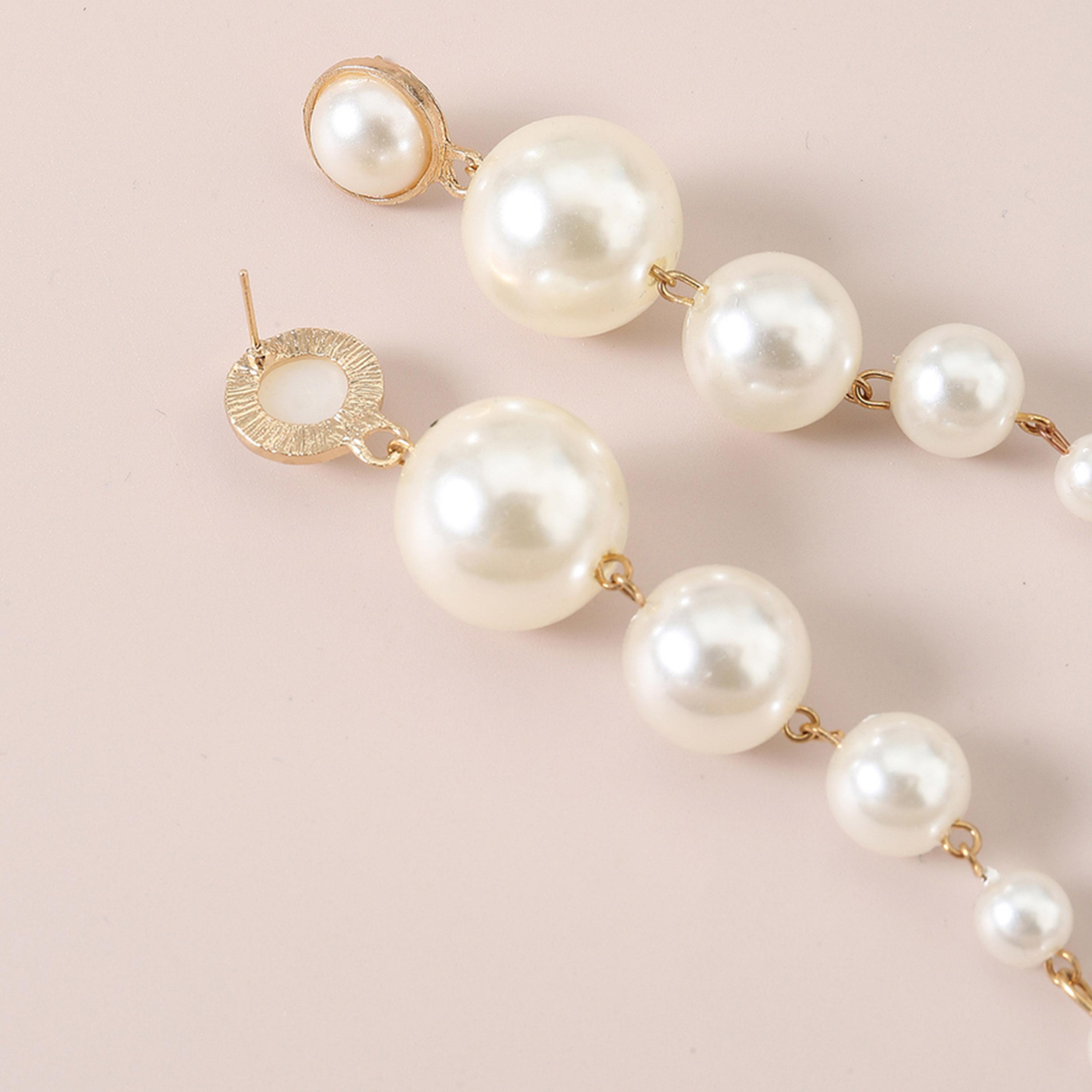 تيك تو - أقراط شراشيب لؤلؤ صناعي-women-watchesandjewellery-jewellery-earrings-image-4