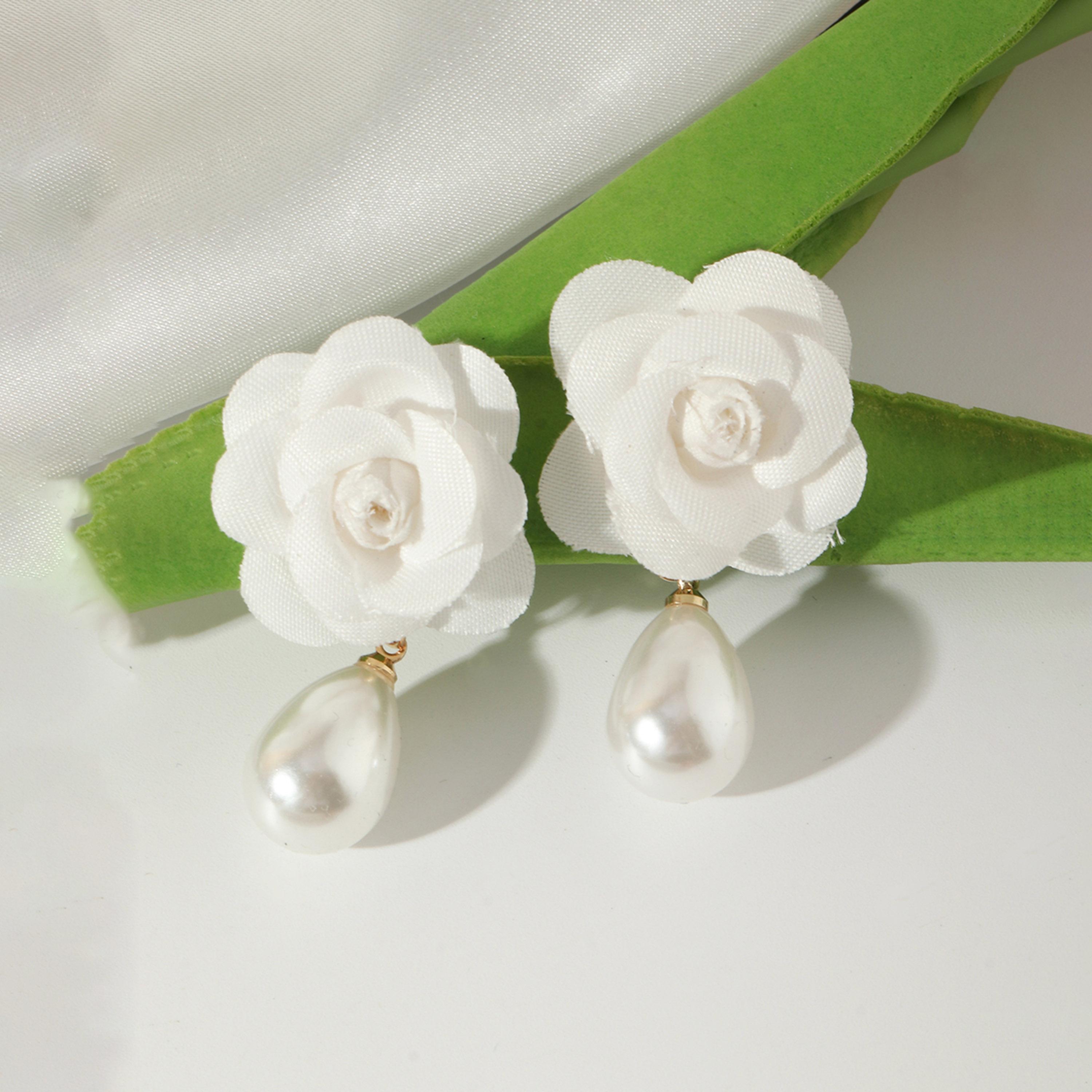 Take Two Flower Faux Pearl Drop Earrings-women-watchesandjewellery-jewellery-earrings-image-3