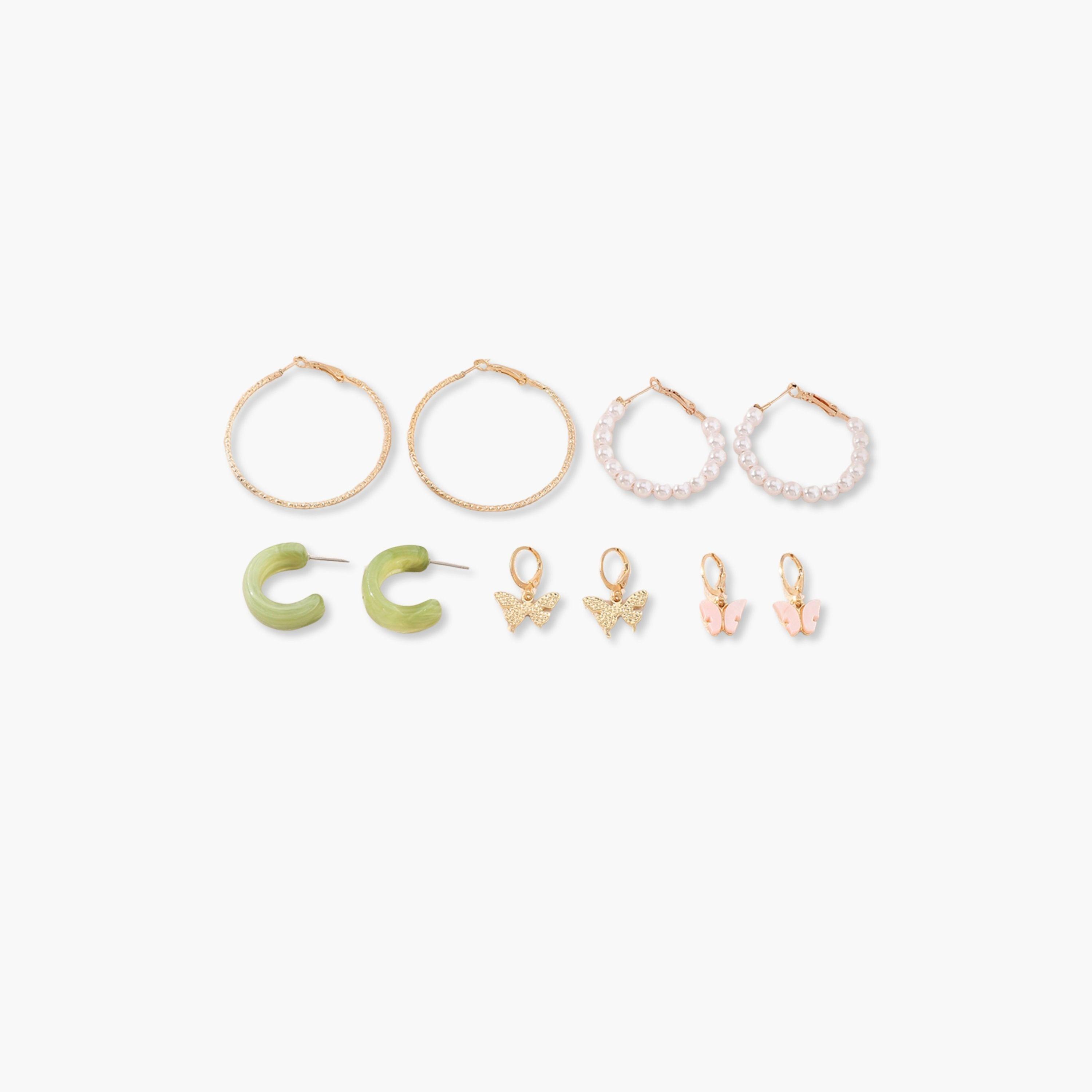 Take Two Set of 5 - Heart Butterfly Drop Earring-women-watchesandjewellery-jewellery-earrings-image-1