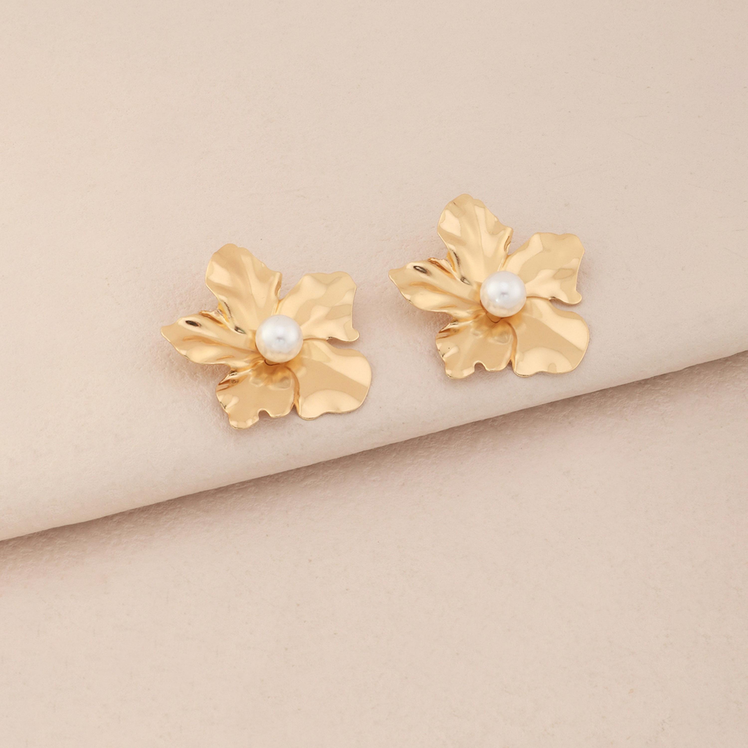Take Two Floral Faux Pearl Embellished Earrings-women-watchesandjewellery-jewellery-earrings-image-4