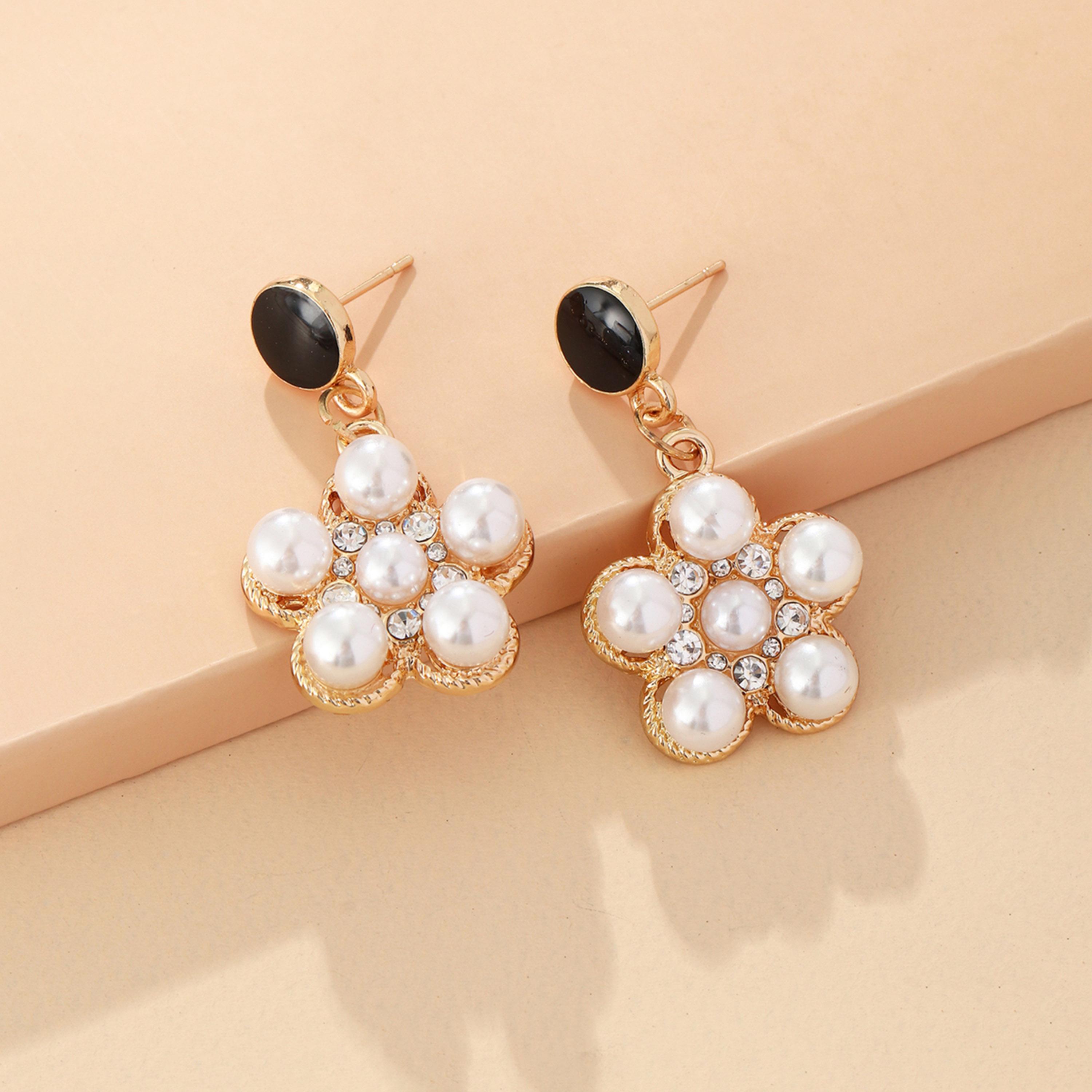 Take Two Faux Pearl Floral Drop Earrings-women-watchesandjewellery-jewellery-earrings-image-4
