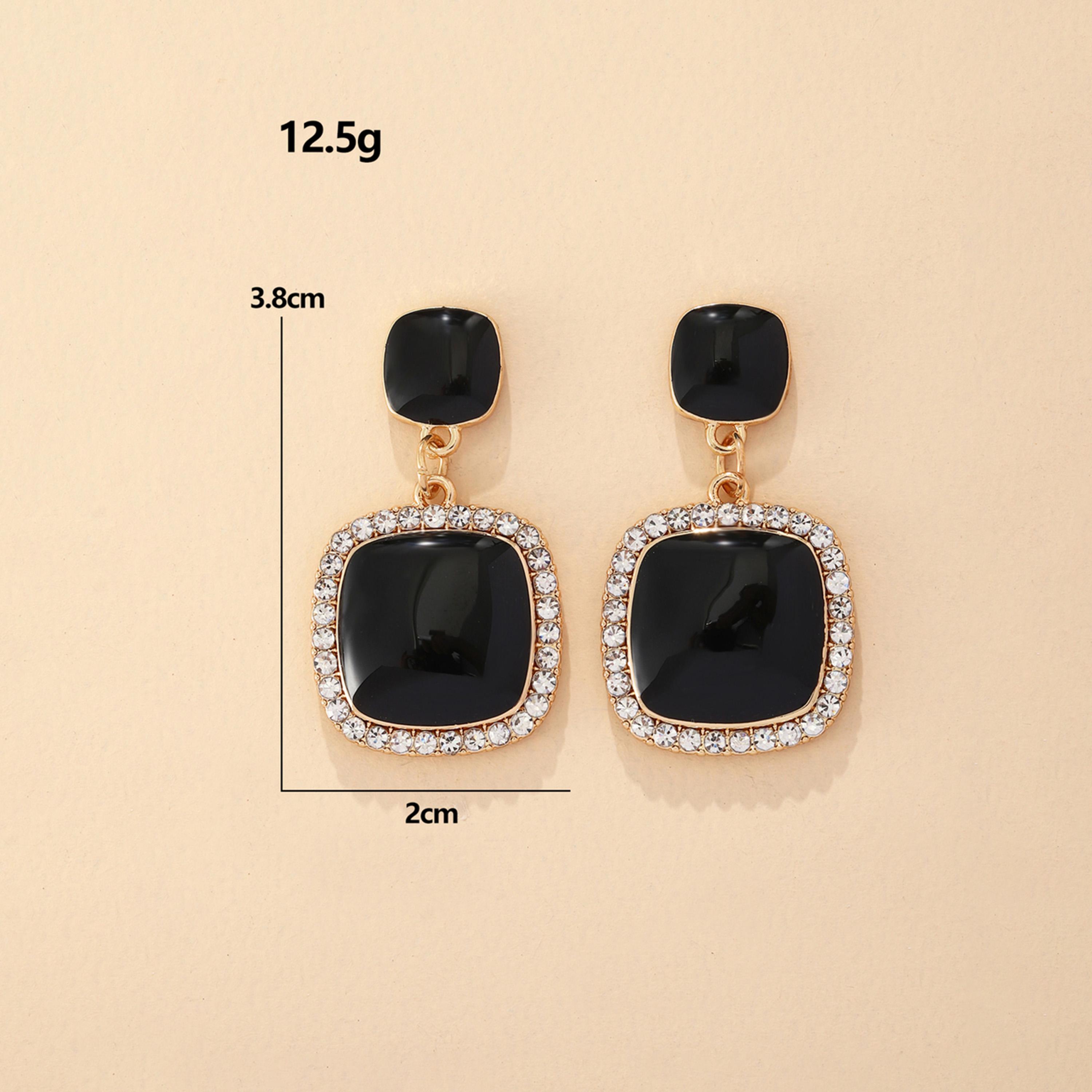 Take Two Black Rhinestone Square Drop Earrings-women-watchesandjewellery-jewellery-earrings-image-5