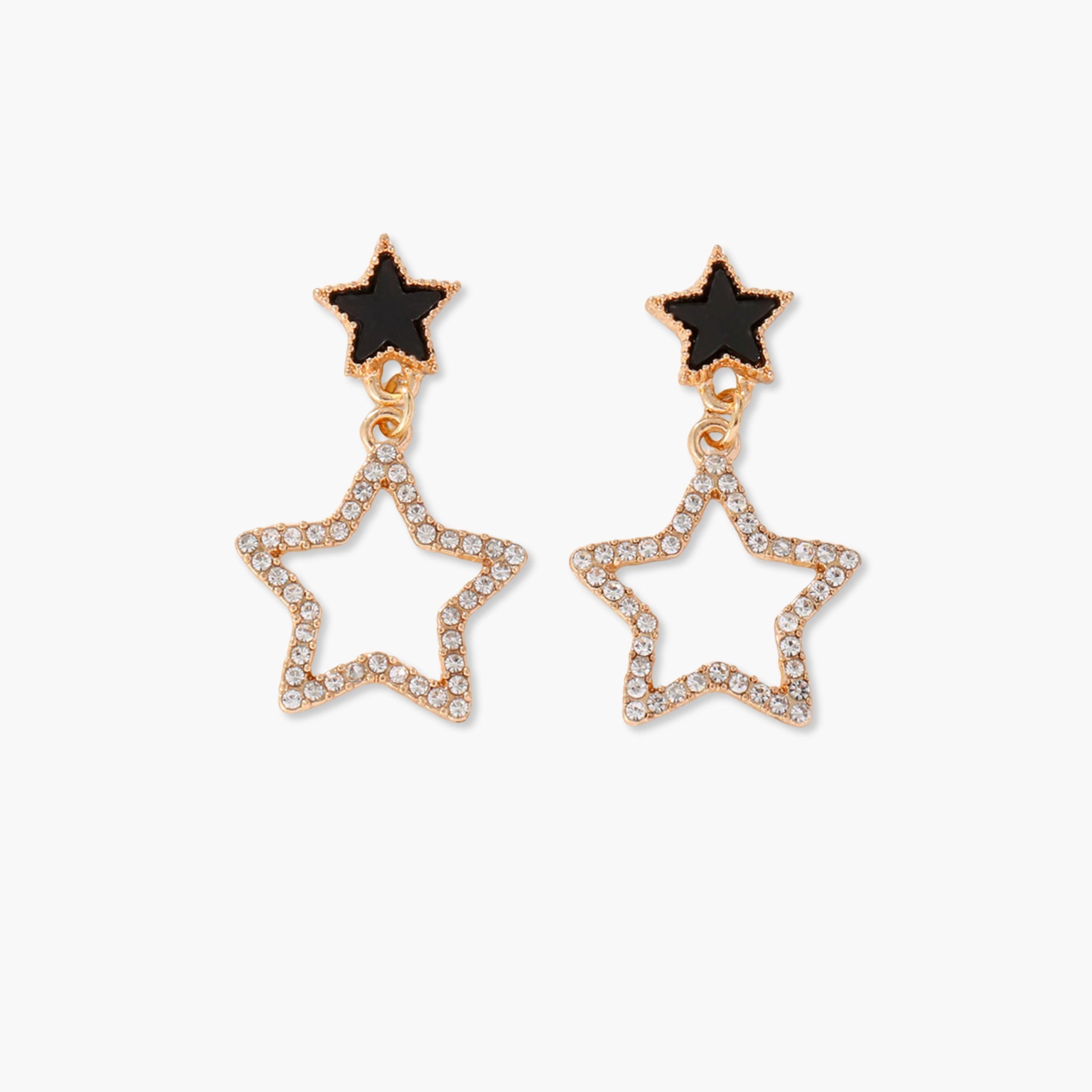 Take Two Star Drop Rhinestone Earrings-women-watchesandjewellery-jewellery-earrings-image-1