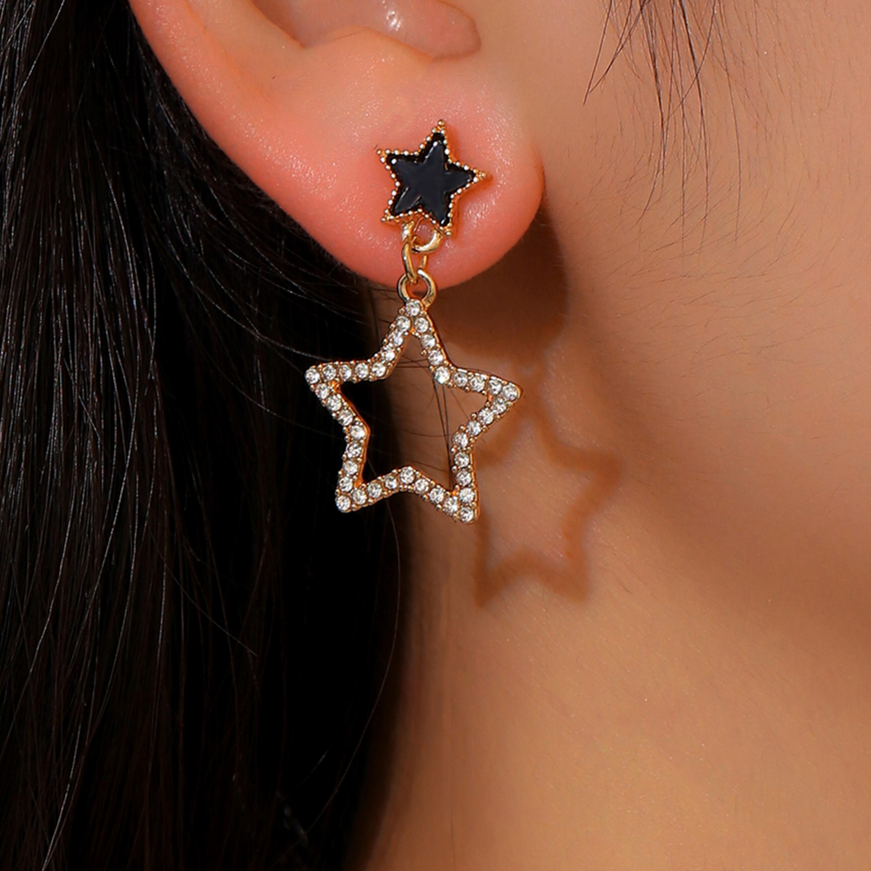 Take Two Star Drop Rhinestone Earrings-women-watchesandjewellery-jewellery-earrings-image-2
