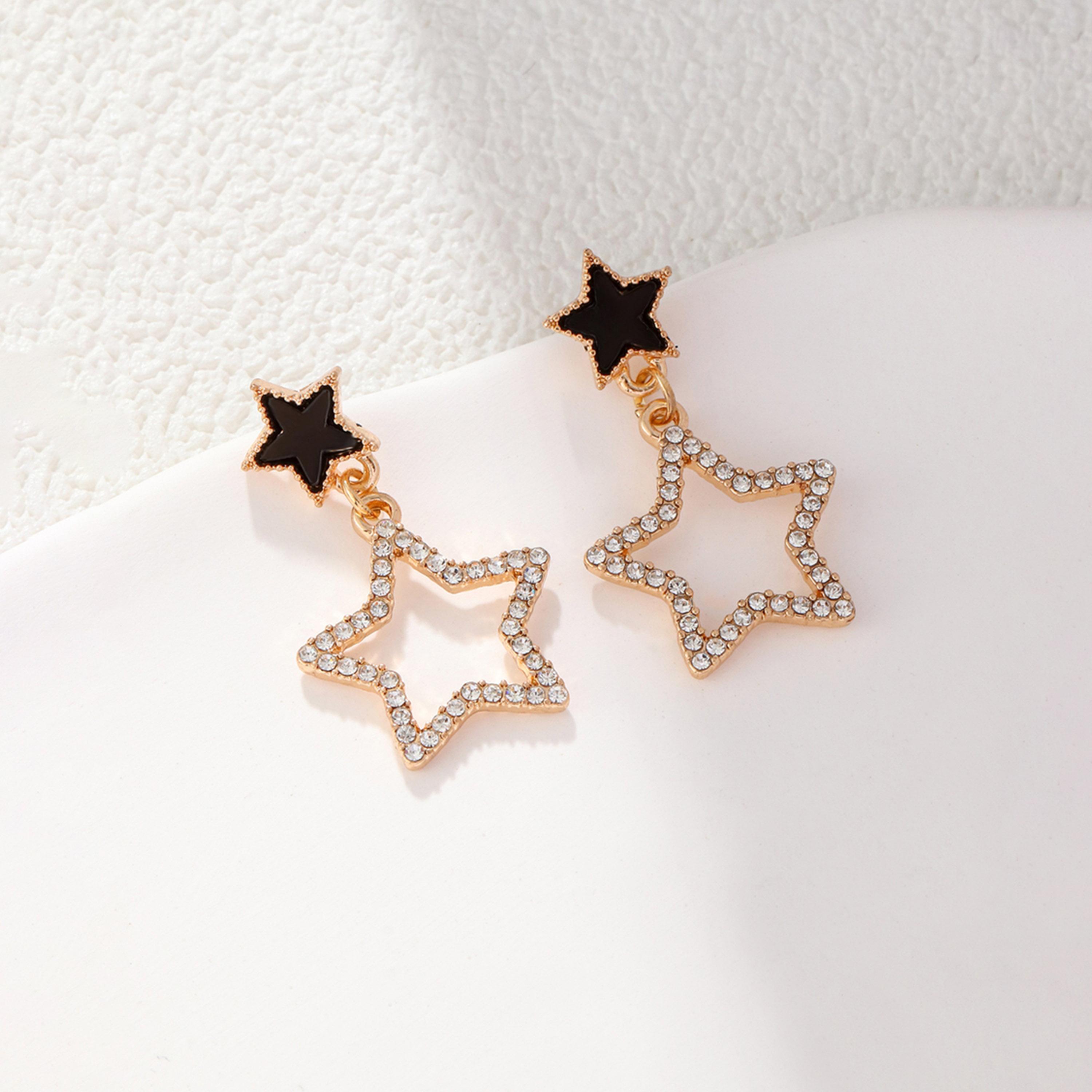 Take Two Star Drop Rhinestone Earrings-women-watchesandjewellery-jewellery-earrings-image-4