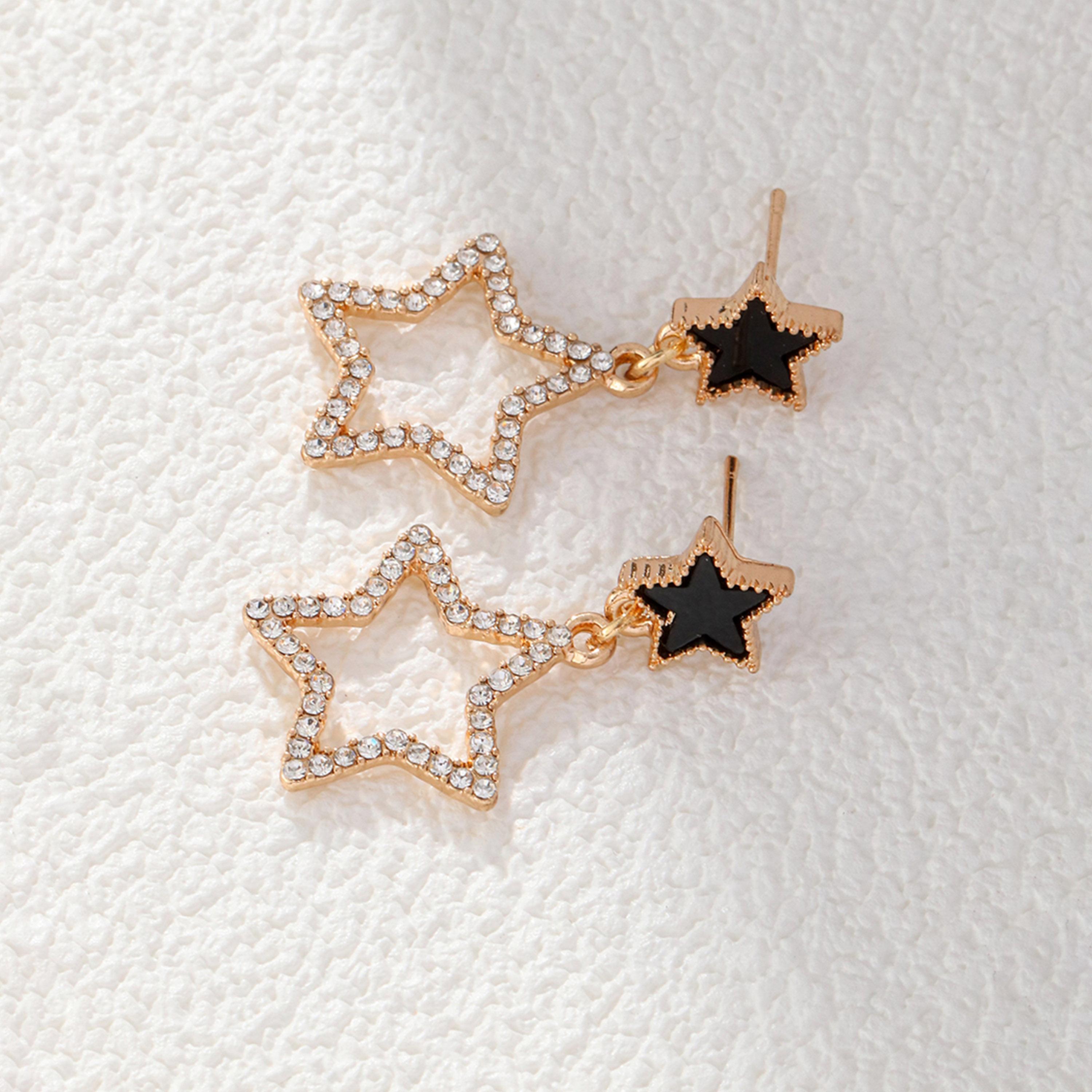 Take Two Star Drop Rhinestone Earrings-women-watchesandjewellery-jewellery-earrings-image-6