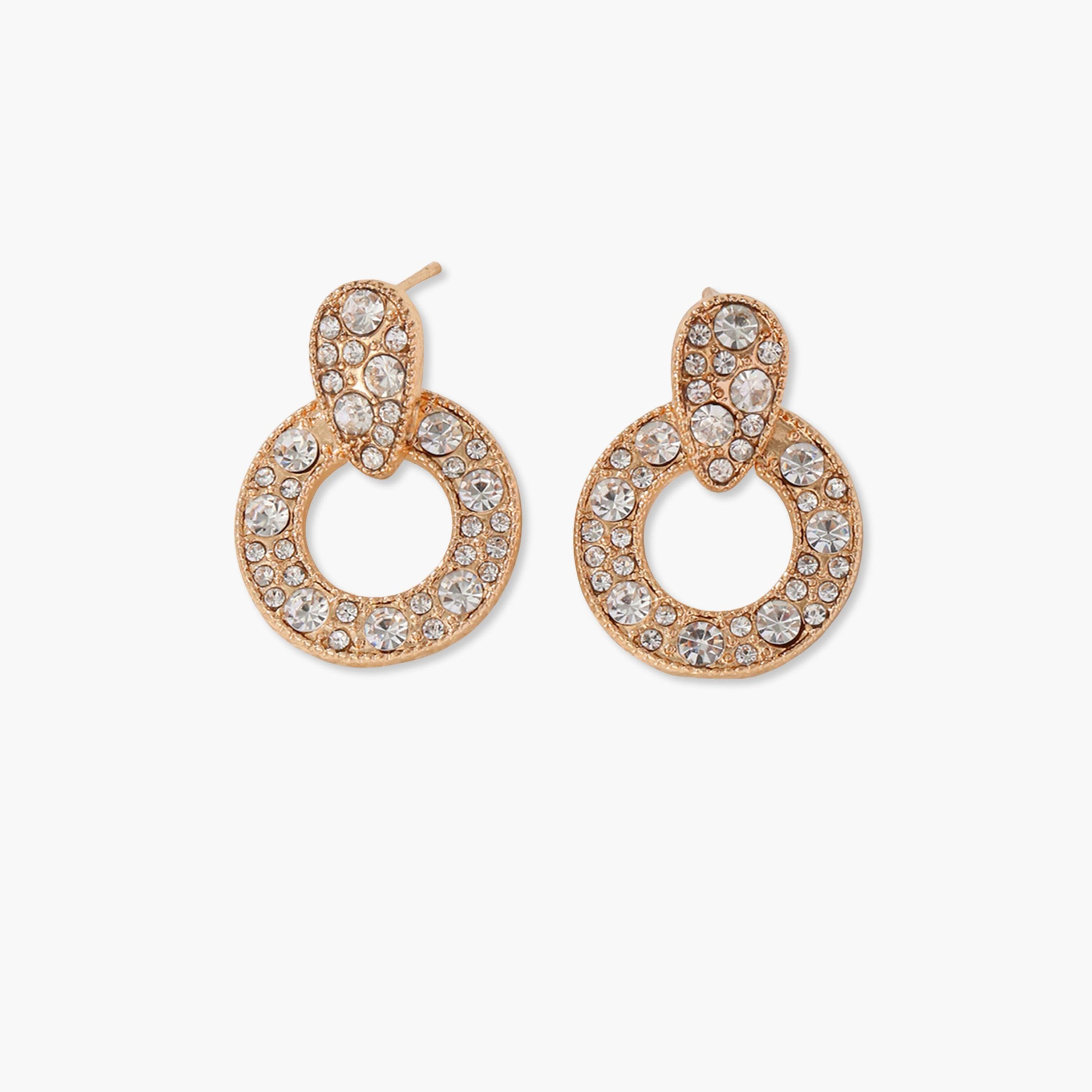 تيك تو - أقراط دائرية متدلية مرصعة بأحجار الراين-women-watchesandjewellery-jewellery-earrings-image-1
