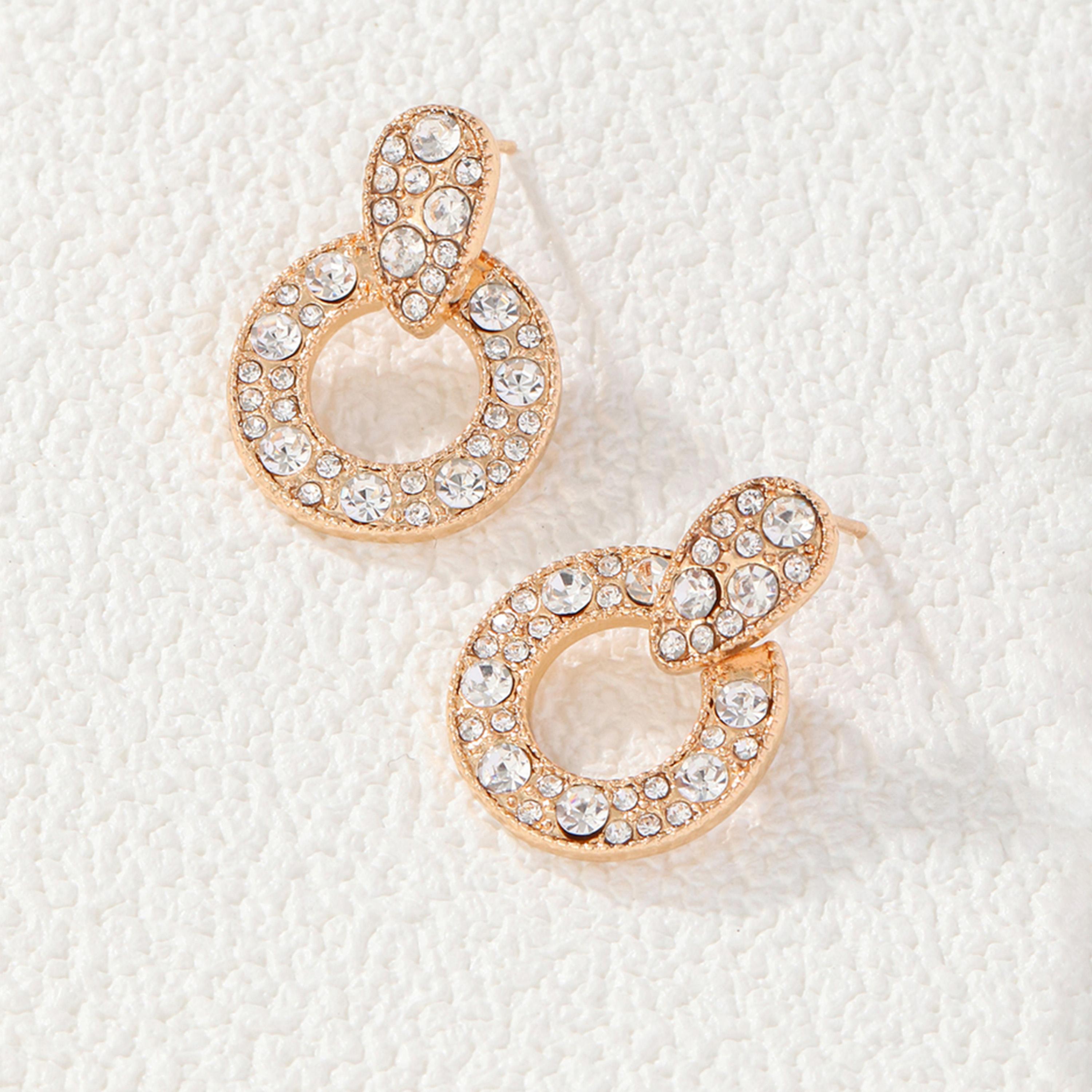 تيك تو - أقراط دائرية متدلية مرصعة بأحجار الراين-women-watchesandjewellery-jewellery-earrings-image-3