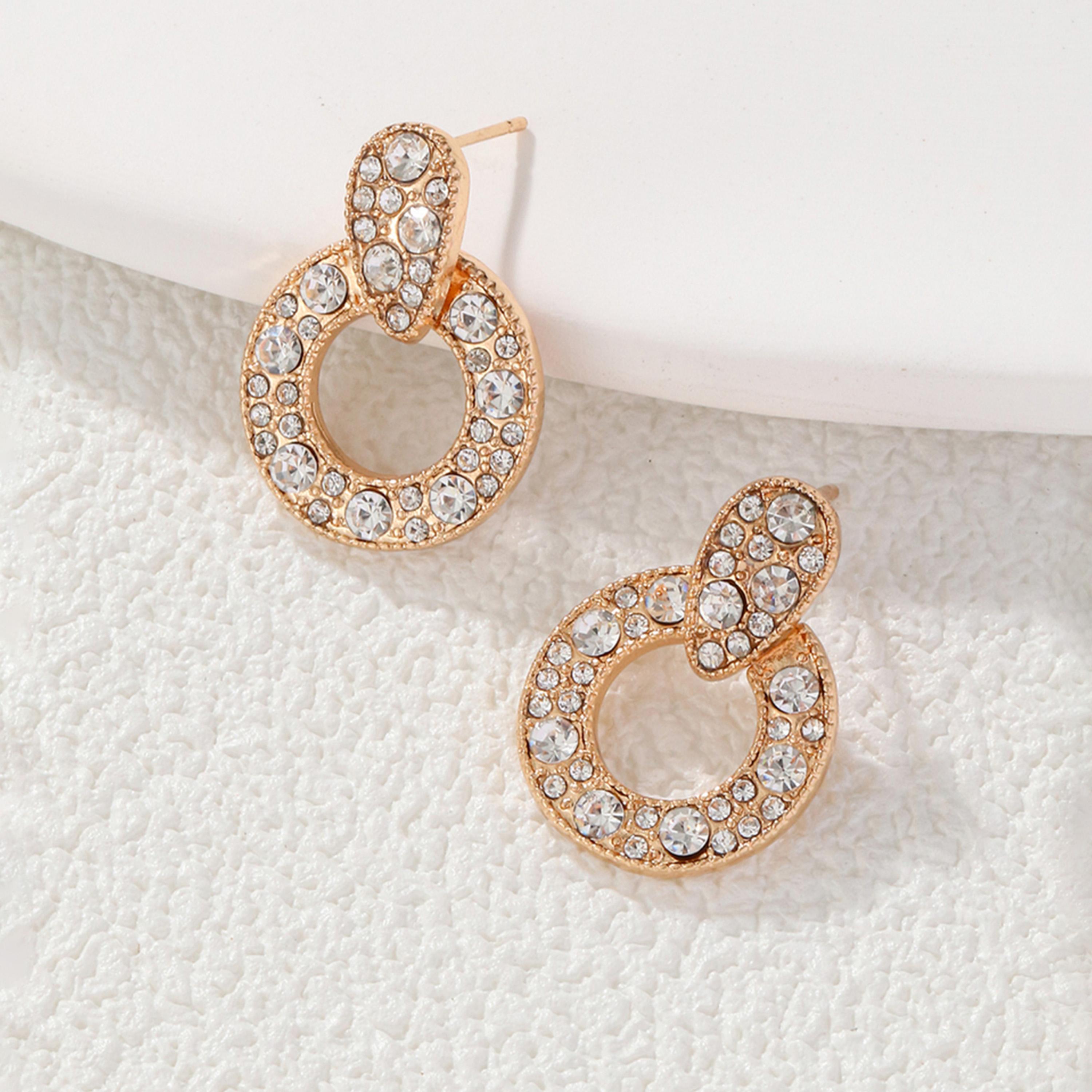 تيك تو - أقراط دائرية متدلية مرصعة بأحجار الراين-women-watchesandjewellery-jewellery-earrings-image-4