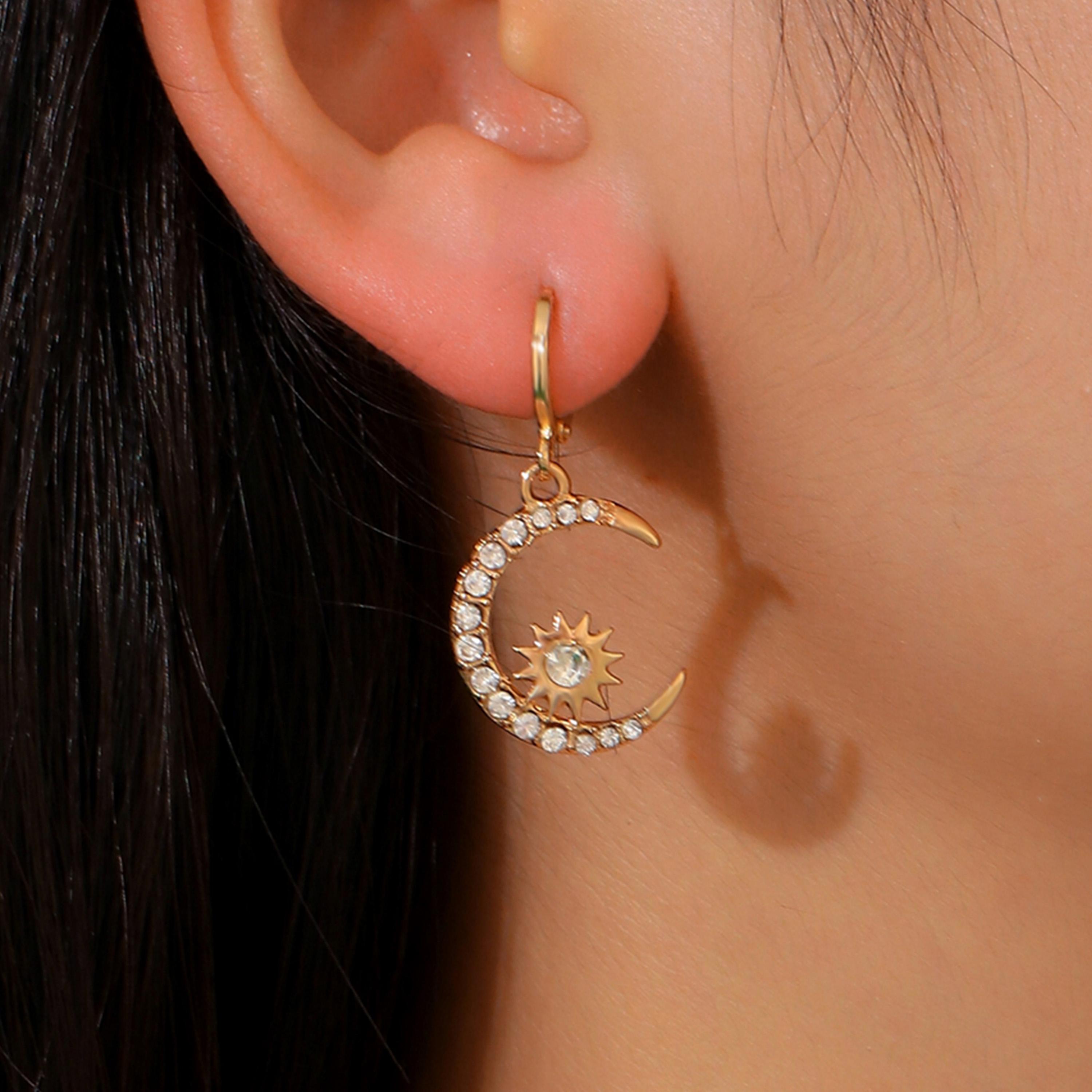 Take Two Gold Sun Moon Star Earrings-women-watchesandjewellery-jewellery-earrings-image-2