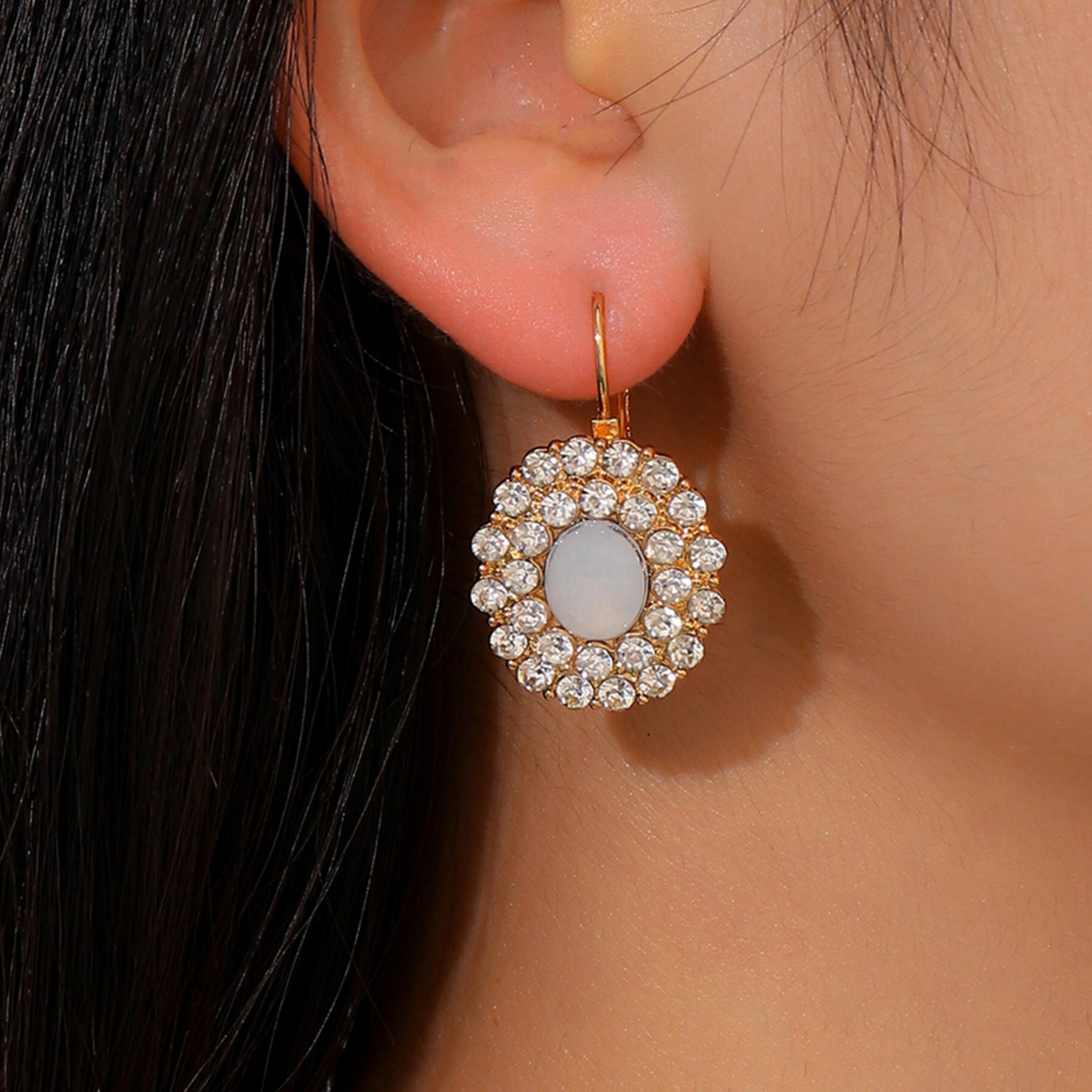 Take Two Rhinestone Round Earrings-women-watchesandjewellery-jewellery-earrings-image-2