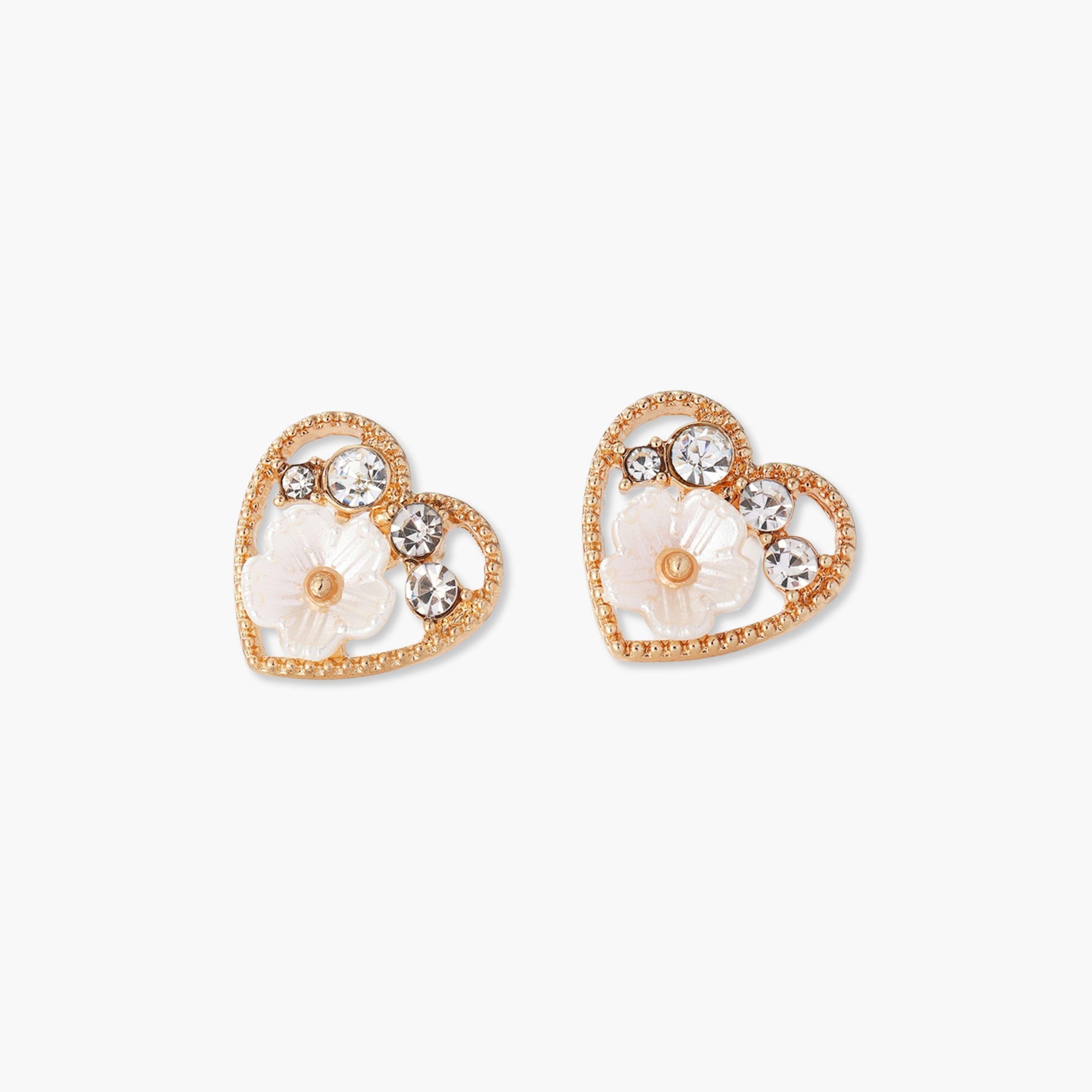 تيك تو - أقراط على شكل قلب مزينة بأحجار الراين والزهور-women-watchesandjewellery-jewellery-earrings-image-1