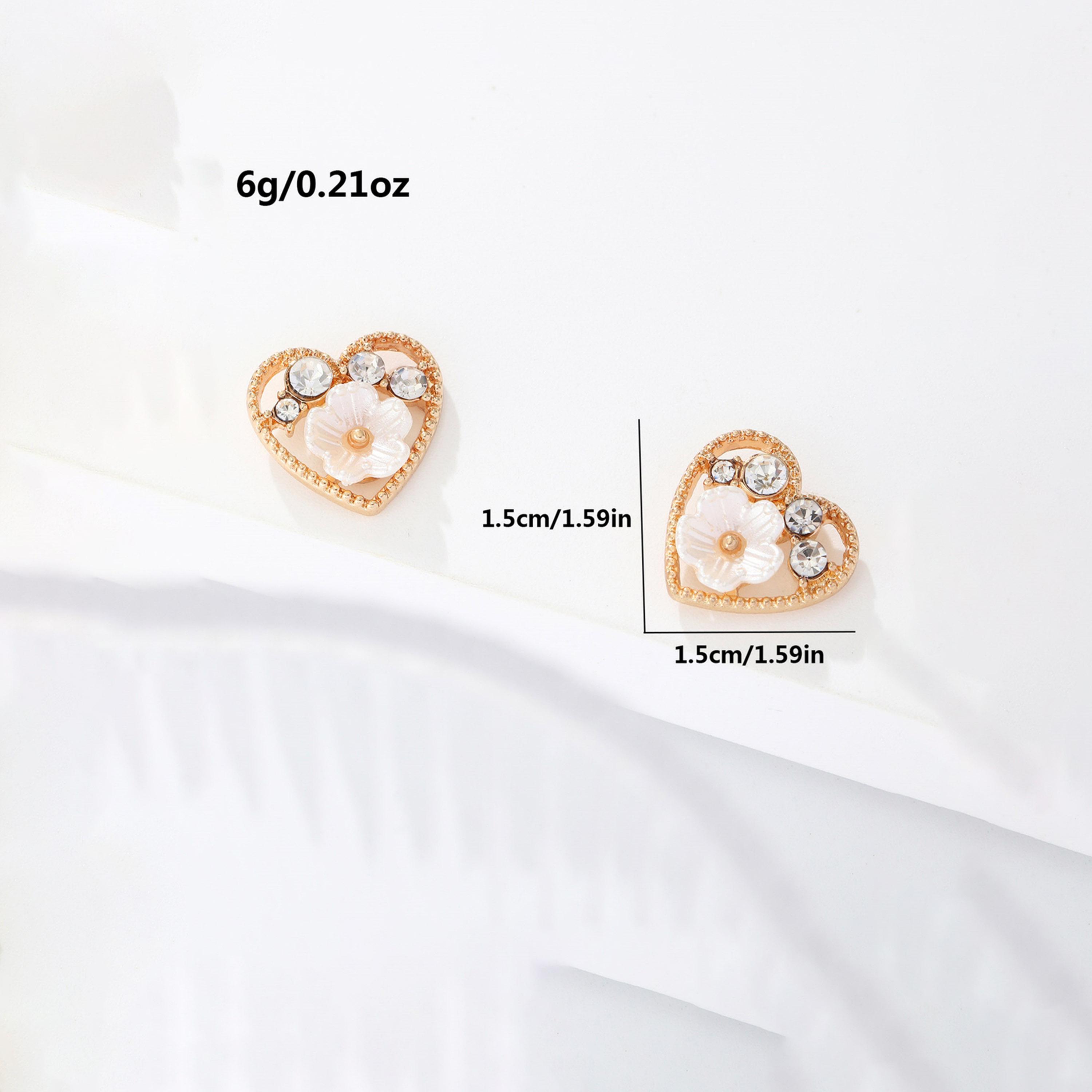 تيك تو - أقراط على شكل قلب مزينة بأحجار الراين والزهور-women-watchesandjewellery-jewellery-earrings-image-6