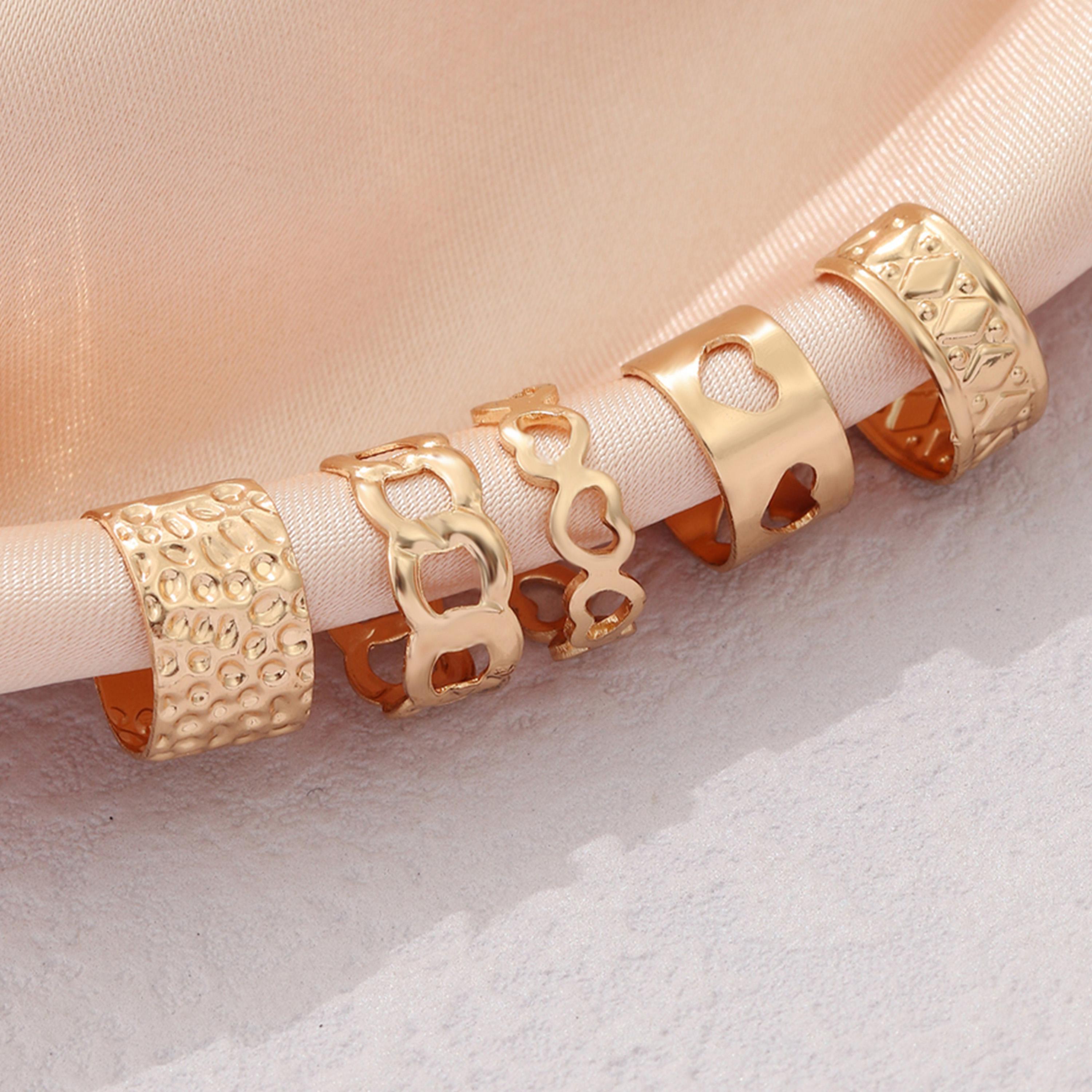 تيك تو - مجموعة من 5 أقراط معدنية بمشبك للأذن-women-watchesandjewellery-jewellery-earrings-image-3