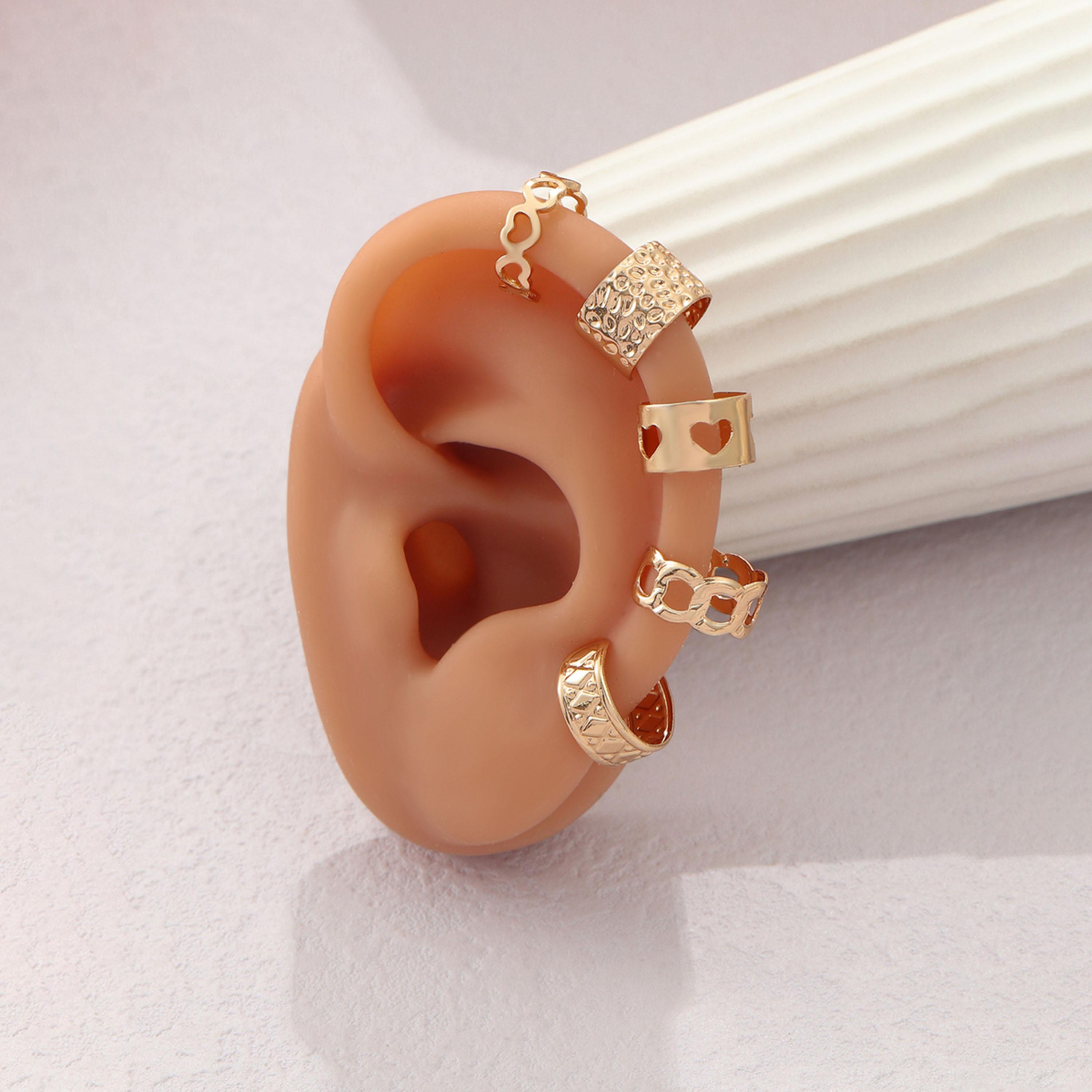 تيك تو - مجموعة من 5 أقراط معدنية بمشبك للأذن-women-watchesandjewellery-jewellery-earrings-image-5