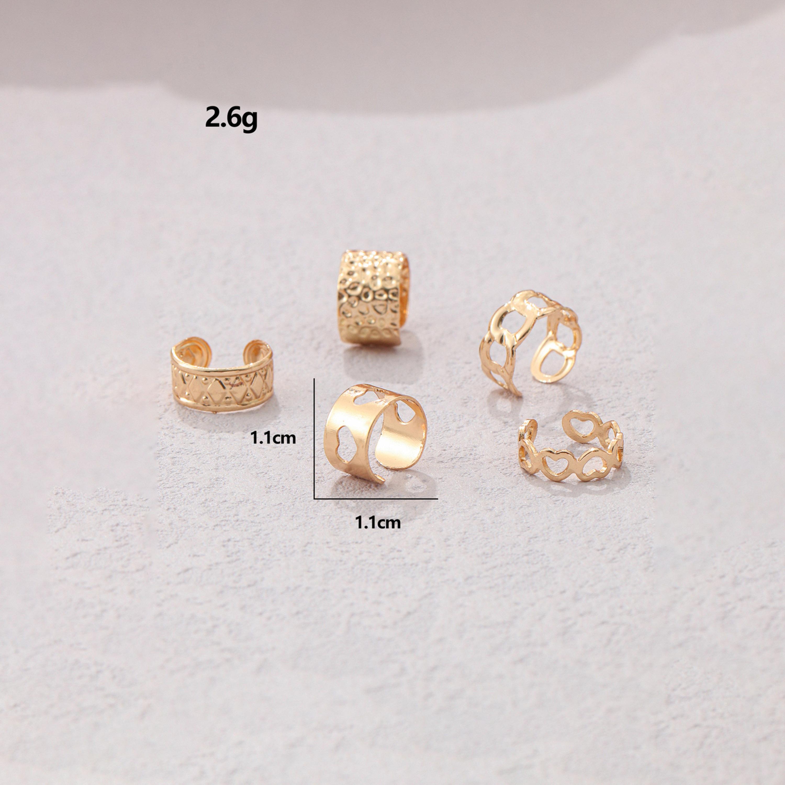 تيك تو - مجموعة من 5 أقراط معدنية بمشبك للأذن-women-watchesandjewellery-jewellery-earrings-image-6