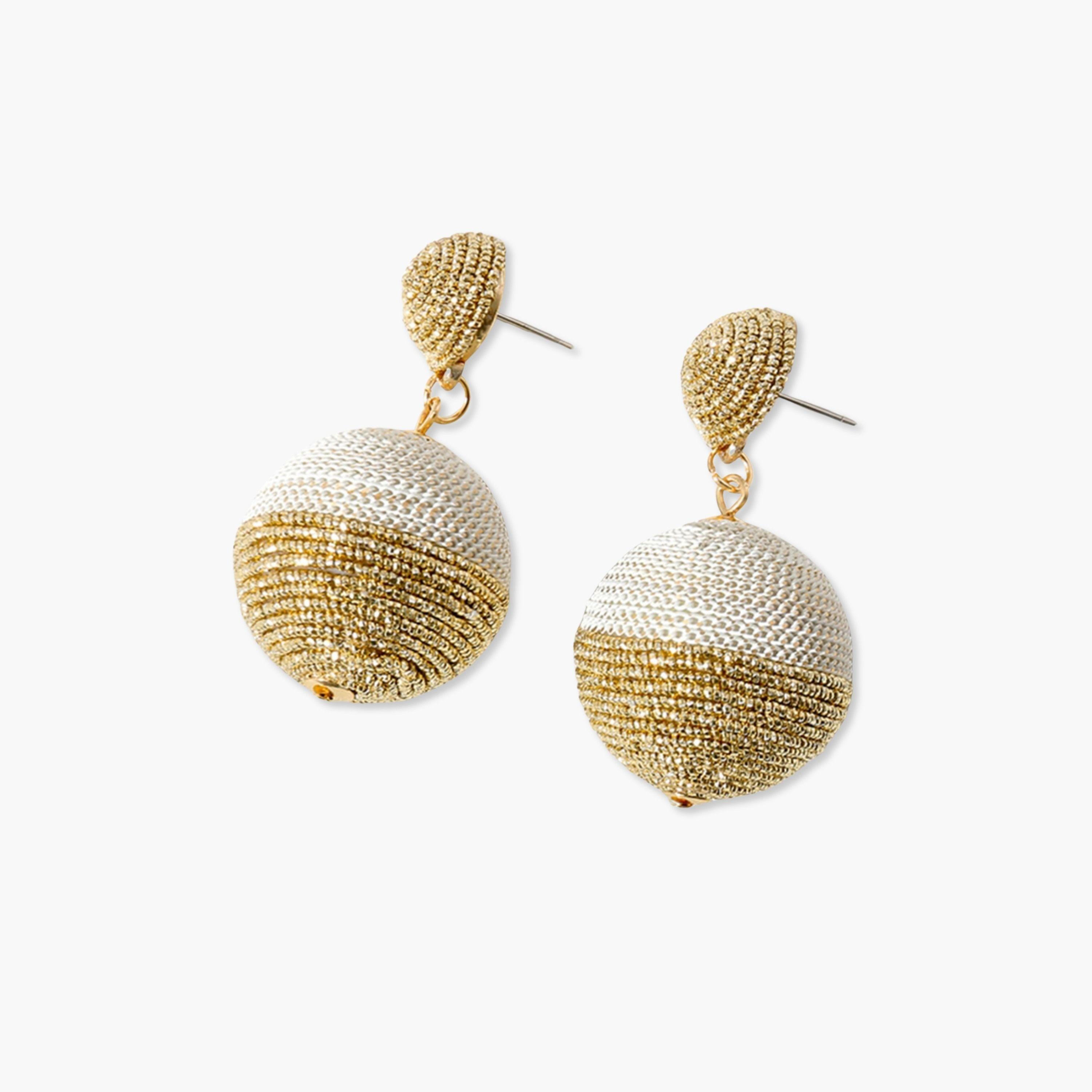 Take Two Two-Tone Woven Ball Drop Earrings-women-watchesandjewellery-jewellery-earrings-image-1