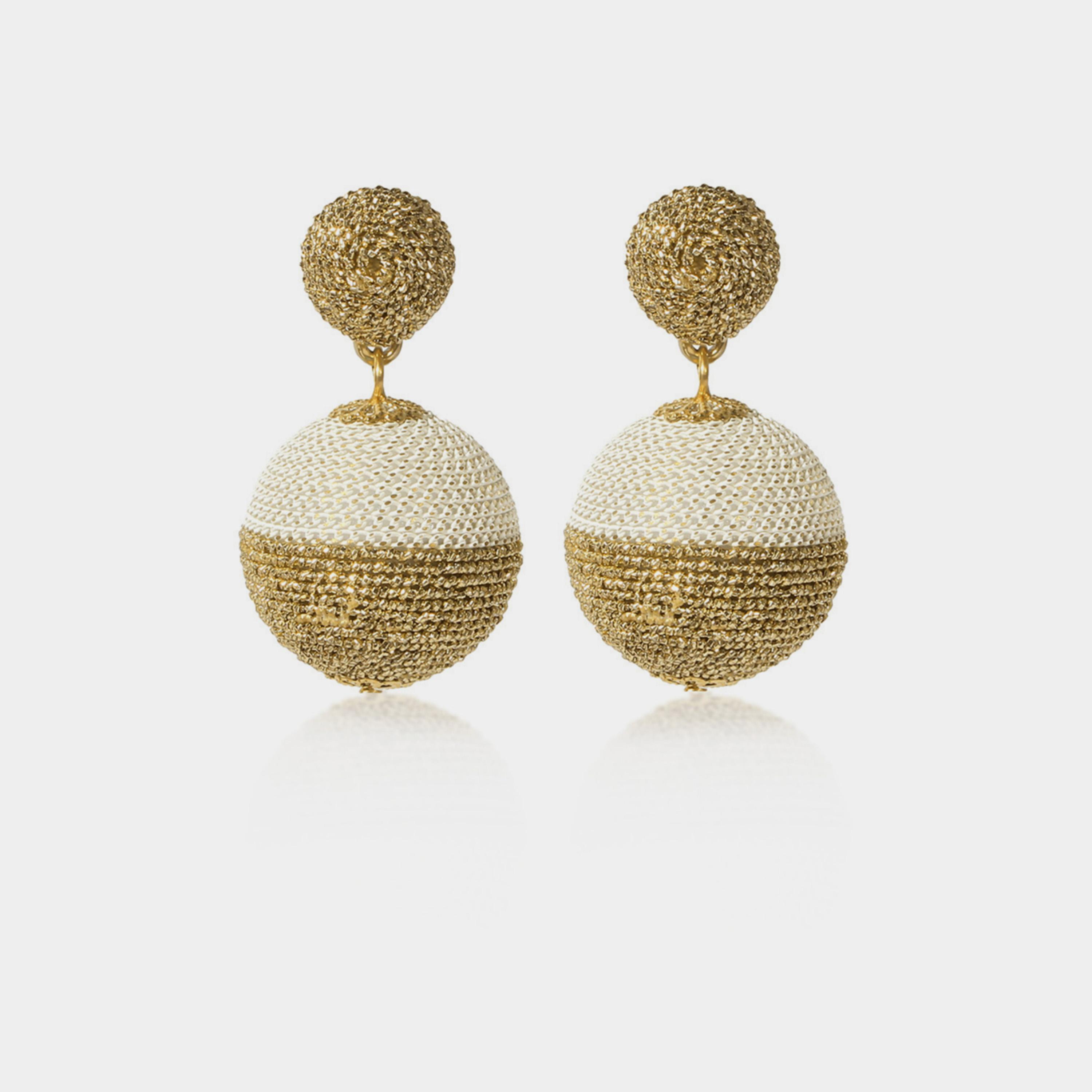 Take Two Two-Tone Woven Ball Drop Earrings-women-watchesandjewellery-jewellery-earrings-image-2