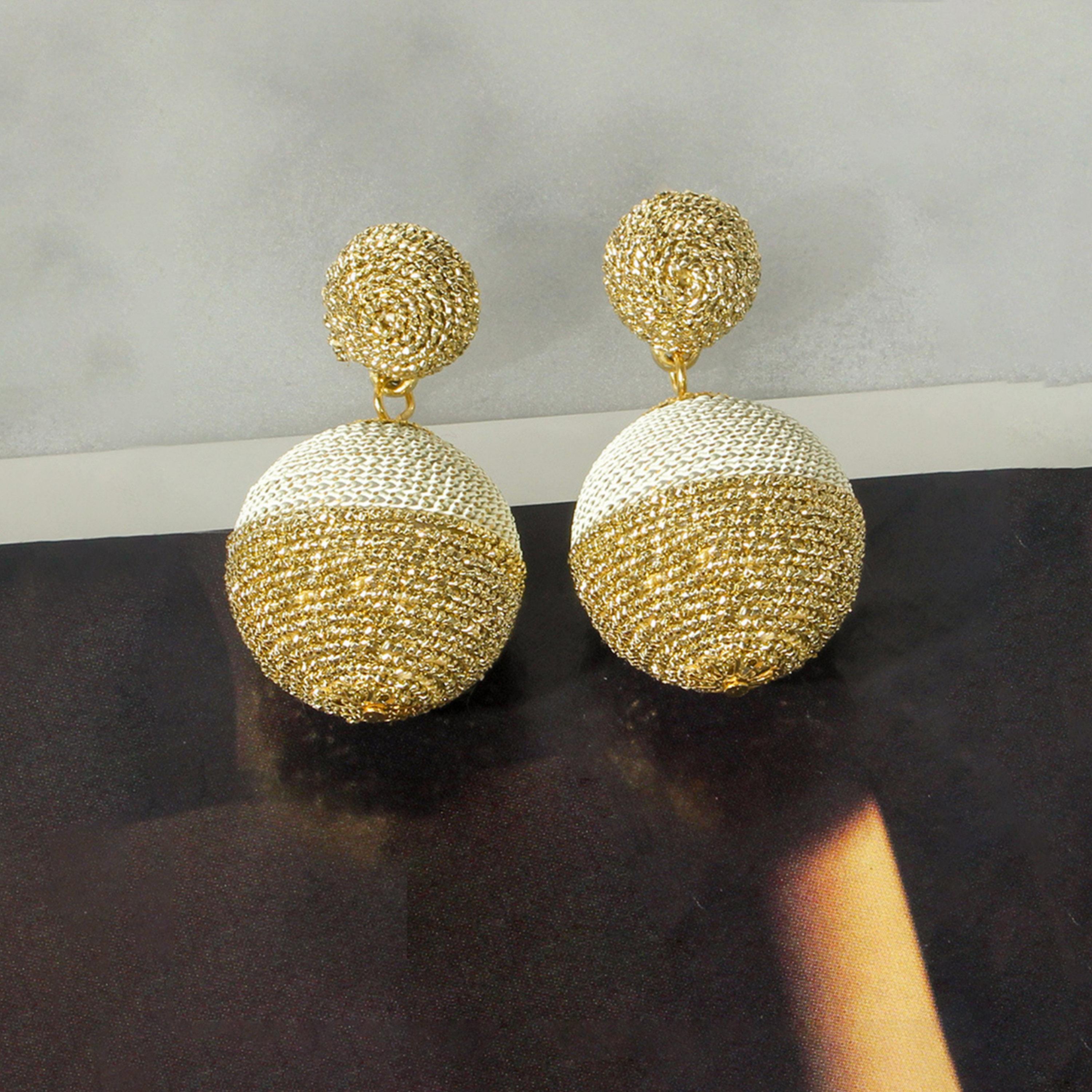 Take Two Two-Tone Woven Ball Drop Earrings-women-watchesandjewellery-jewellery-earrings-image-3