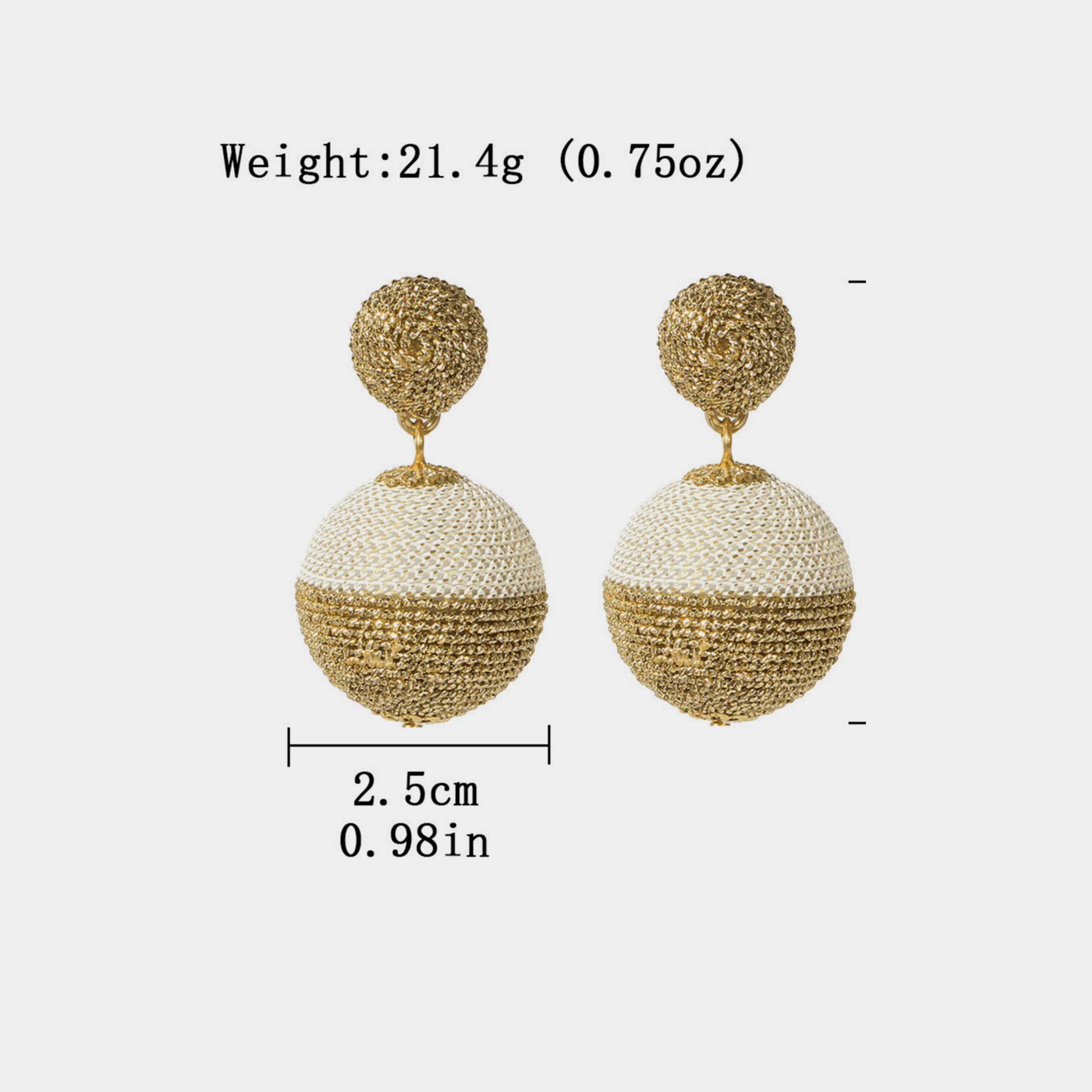 تيك تو - أقراط متدلية على شكل كرة منسوجة ثنائية اللون-women-watchesandjewellery-jewellery-earrings-image-4