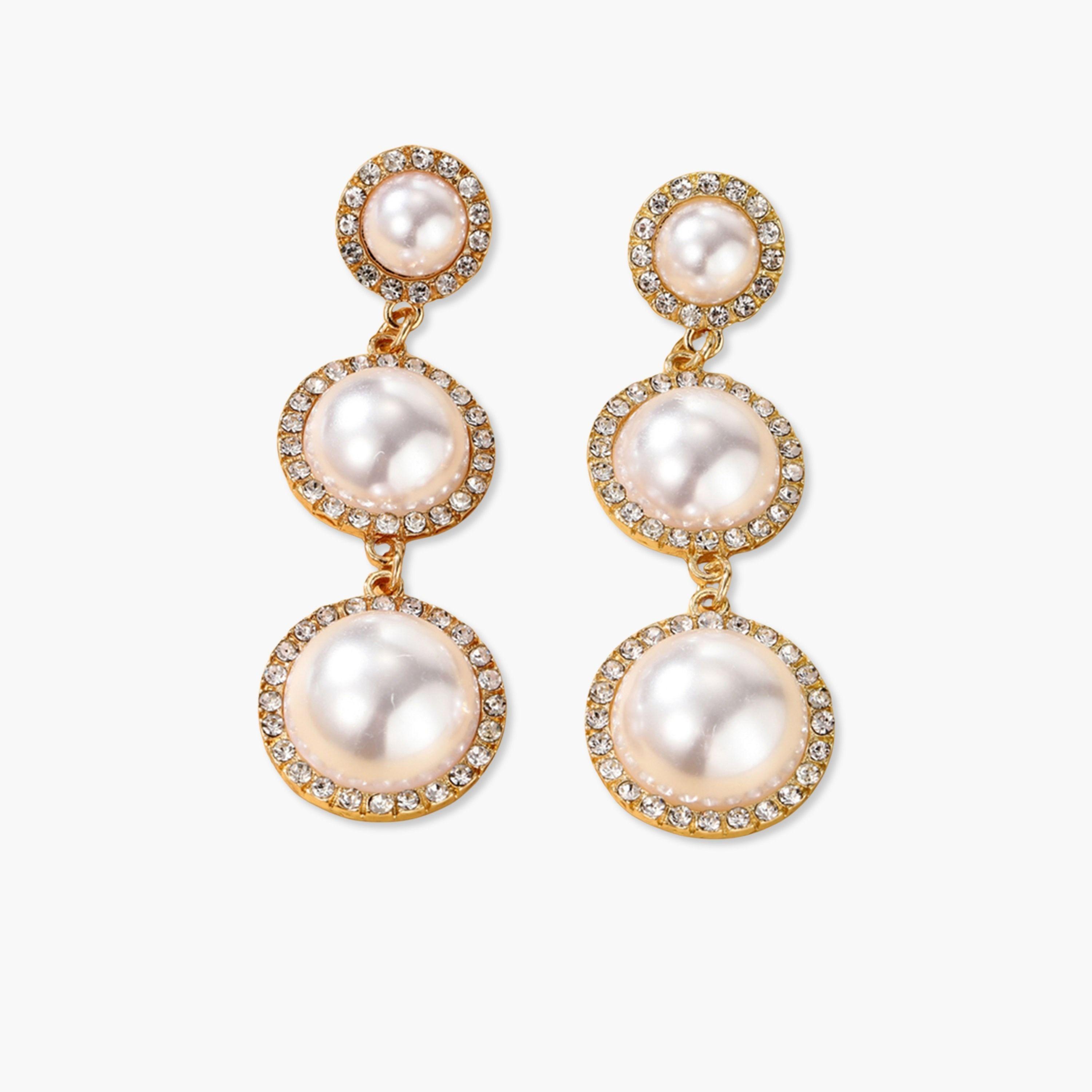 Take Two Rhinestone Faux Pearl Tassel Earrings-women-watchesandjewellery-jewellery-earrings-image-1