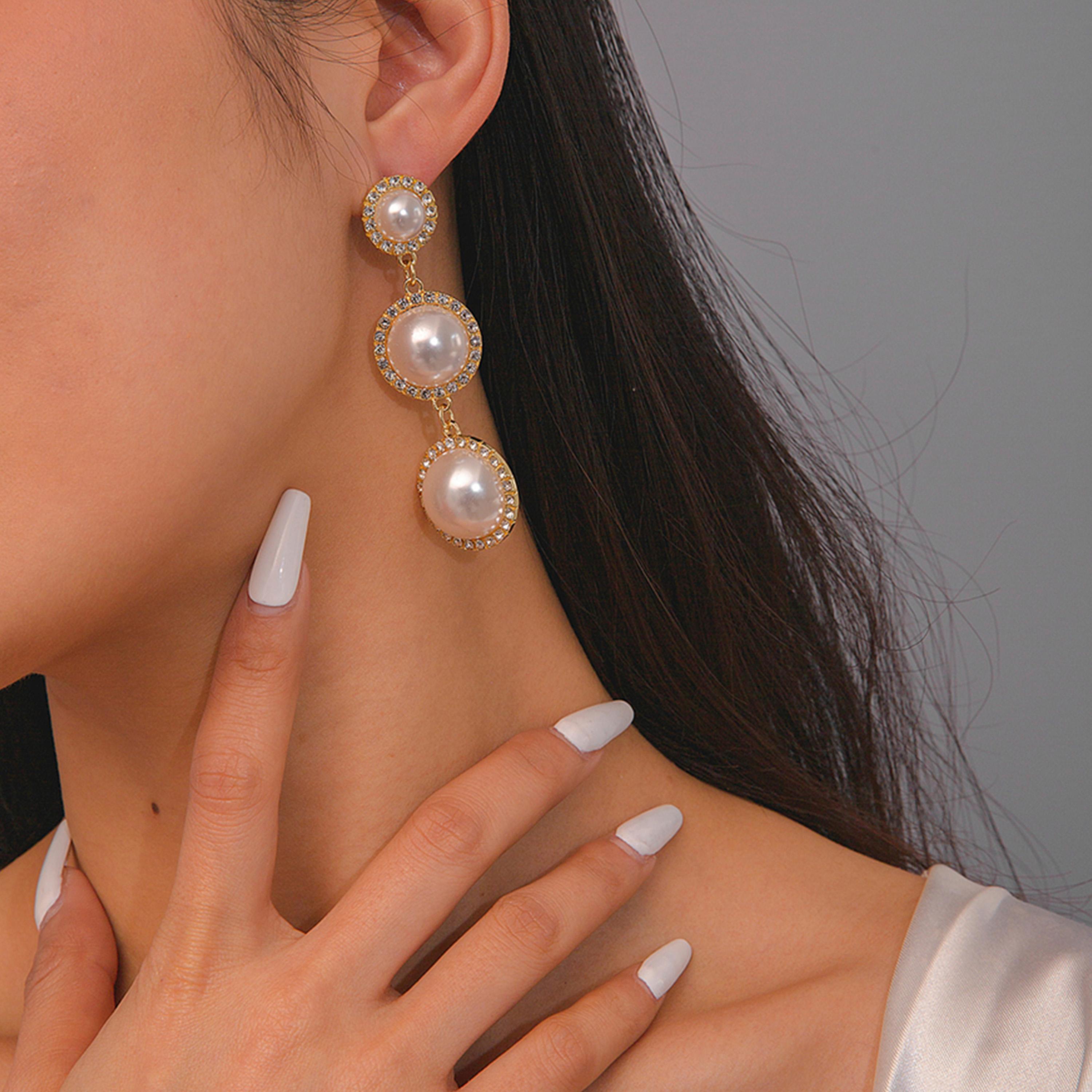 Take Two Rhinestone Faux Pearl Tassel Earrings-women-watchesandjewellery-jewellery-earrings-image-2