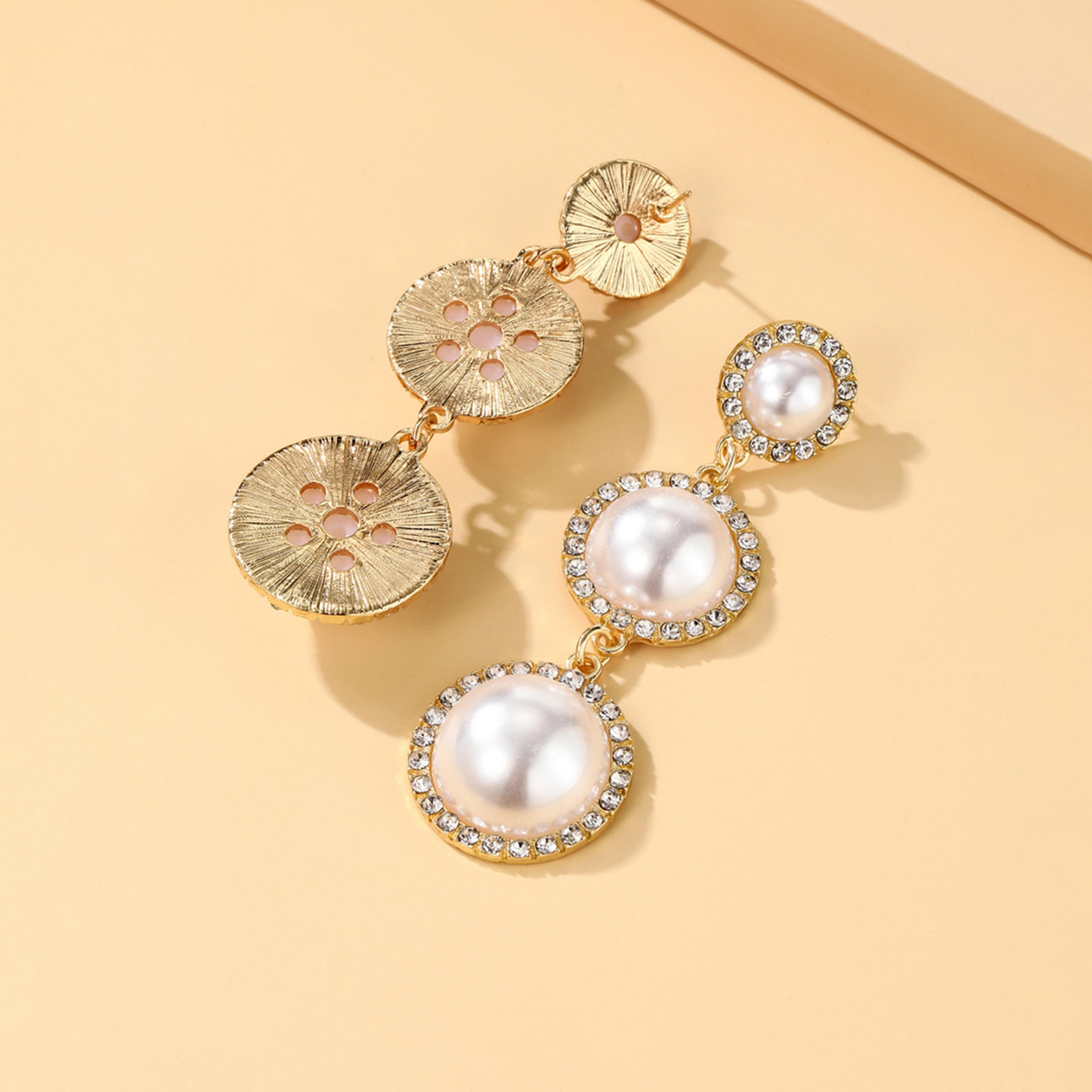Take Two Rhinestone Faux Pearl Tassel Earrings-women-watchesandjewellery-jewellery-earrings-image-3
