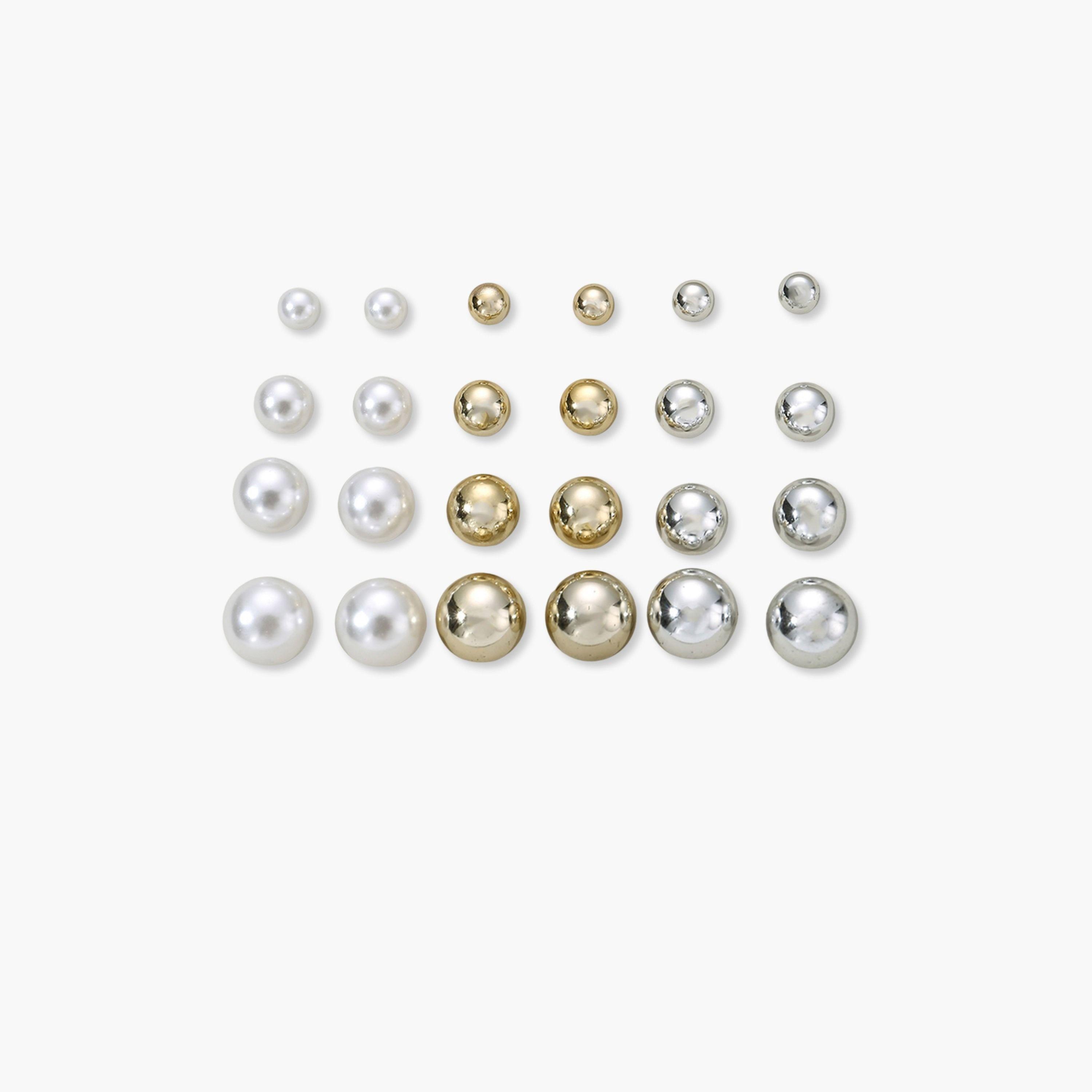 تيك تو - مجموعة من 12 قرطًا مرصعًا باللؤلؤ-women-watchesandjewellery-jewellery-earrings-image-1