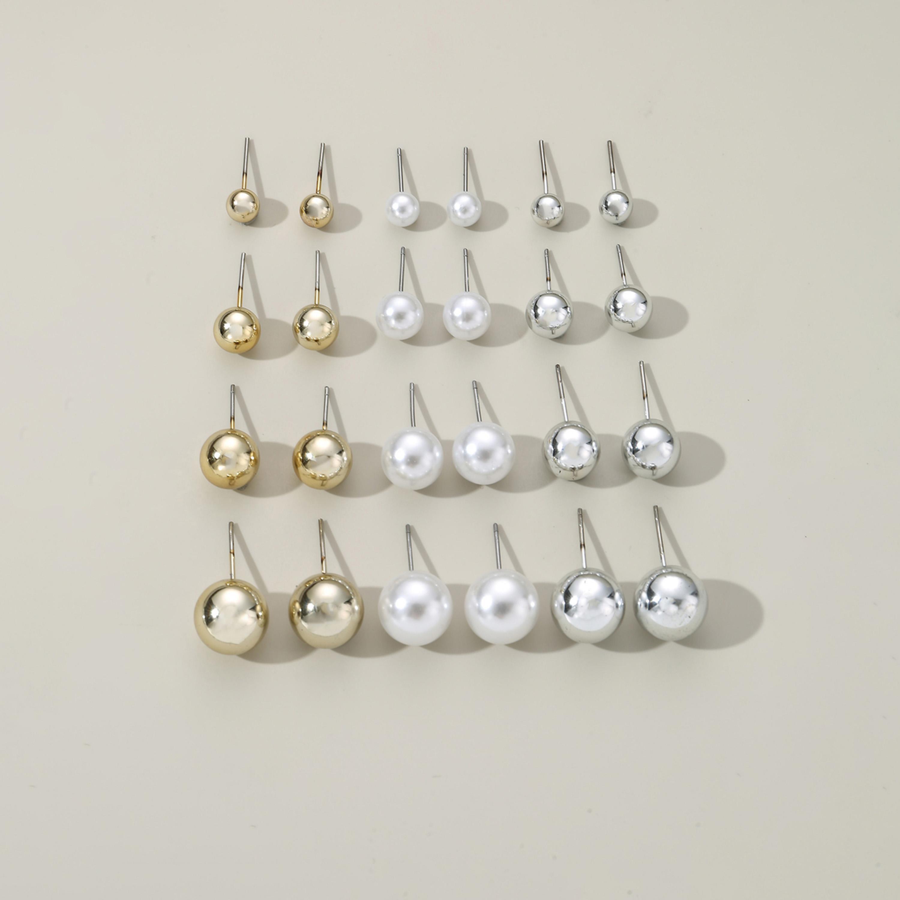 تيك تو - مجموعة من 12 قرطًا مرصعًا باللؤلؤ-women-watchesandjewellery-jewellery-earrings-image-2