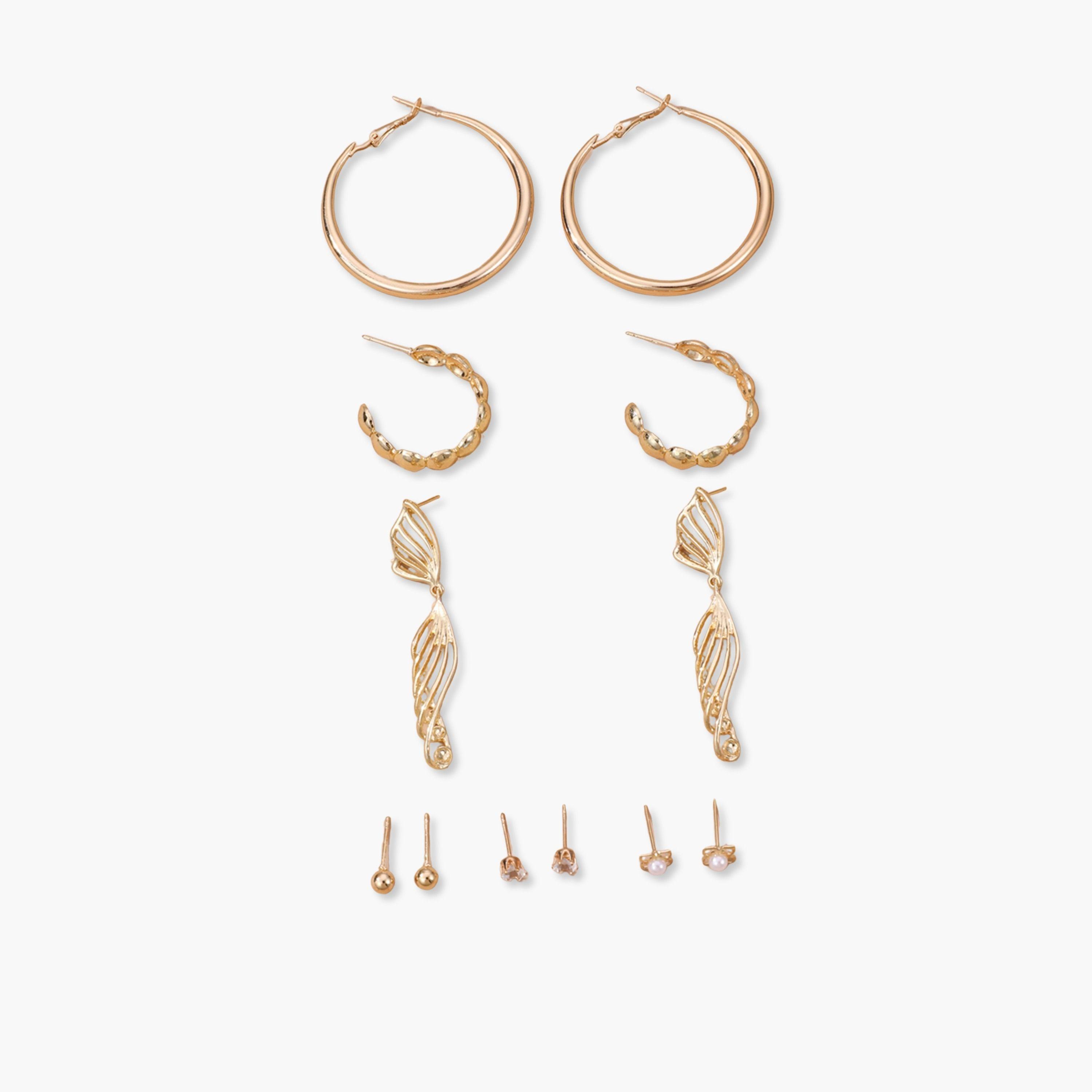 تيك تو - مجموعة من 6 أقراط دائرية ذهبية-women-watchesandjewellery-jewellery-earrings-image-1