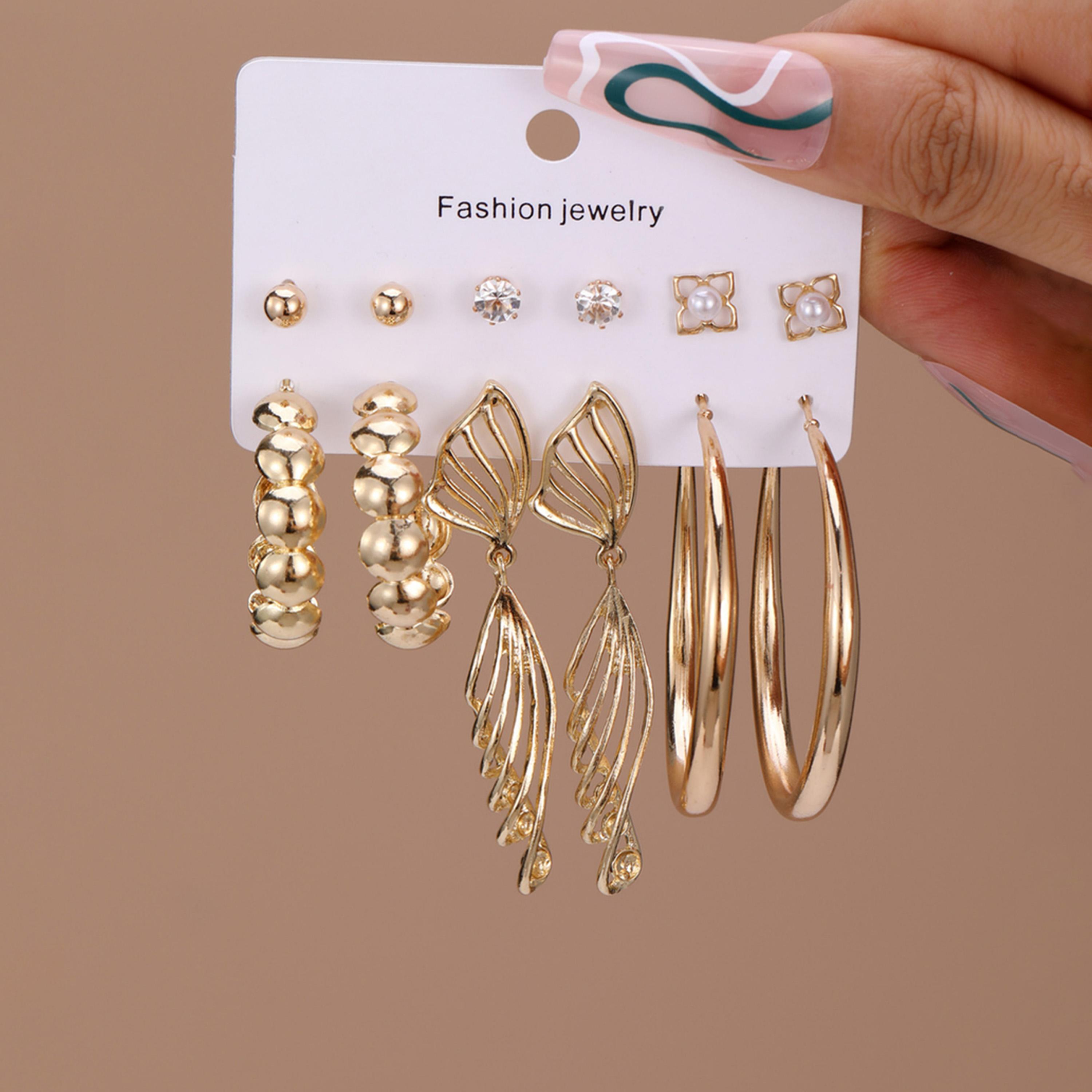 Take Two Set of 6 - Golden Hoop Earring-women-watchesandjewellery-jewellery-earrings-image-2