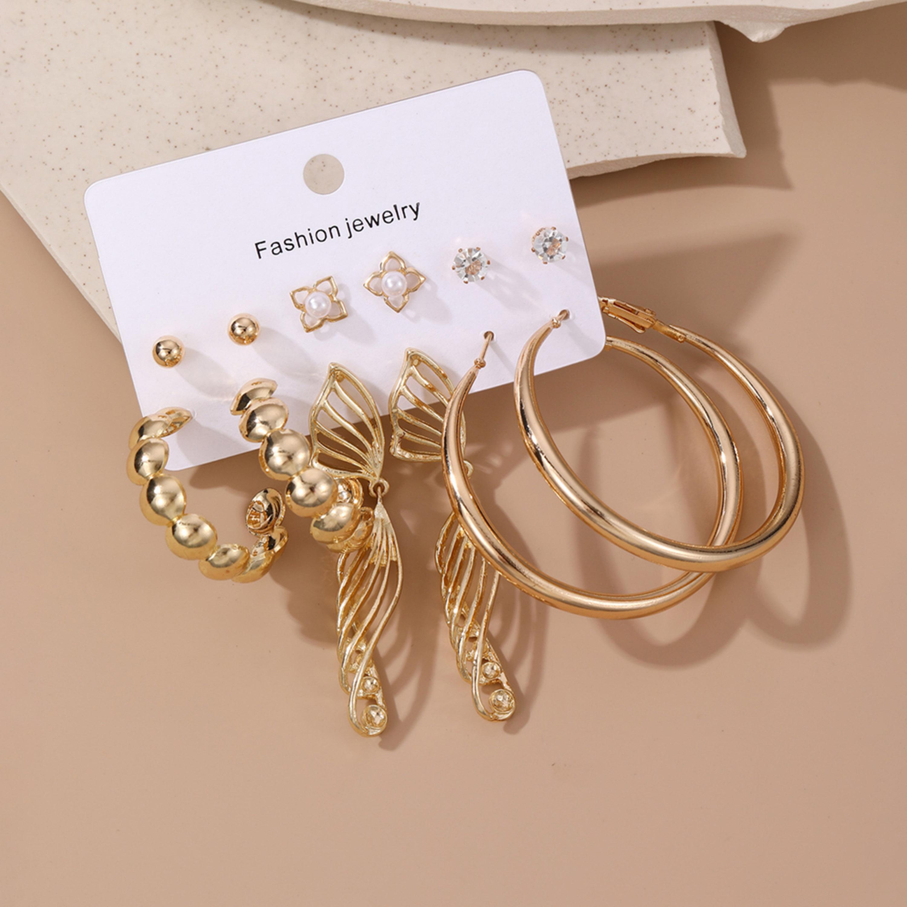 Take Two Set of 6 - Golden Hoop Earring-women-watchesandjewellery-jewellery-earrings-image-4