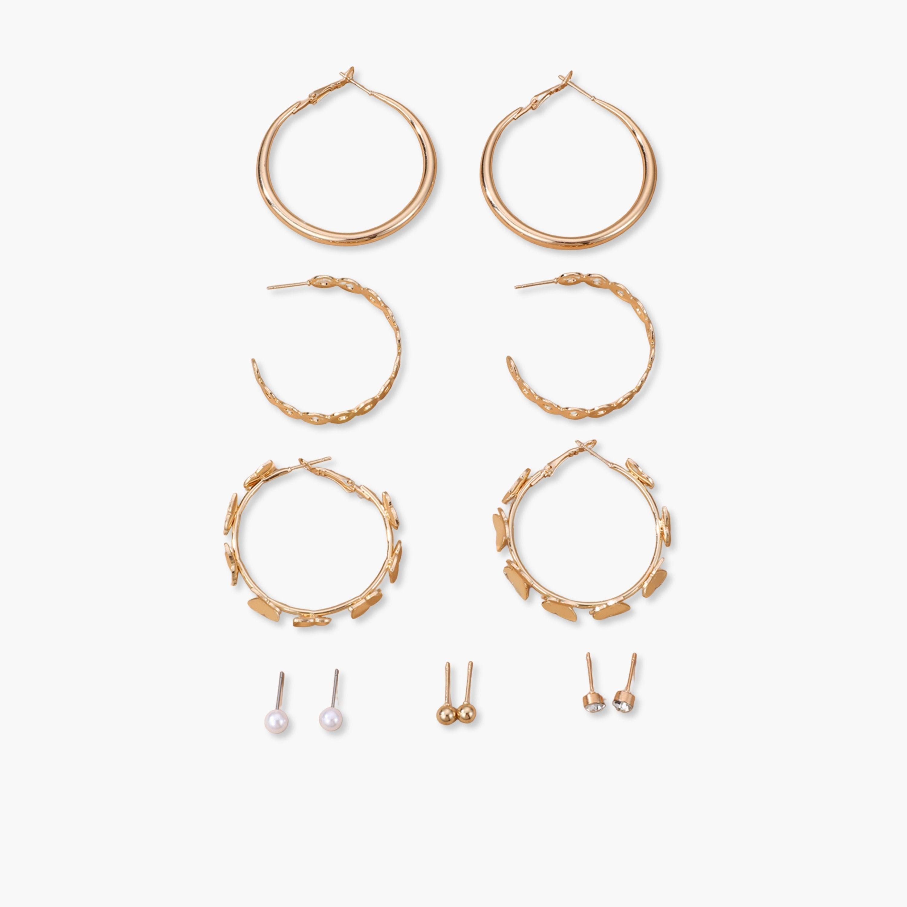 تيك تو - مجموعة من 6 أقراط دائرية ذهبية-women-watchesandjewellery-jewellery-earrings-image-1