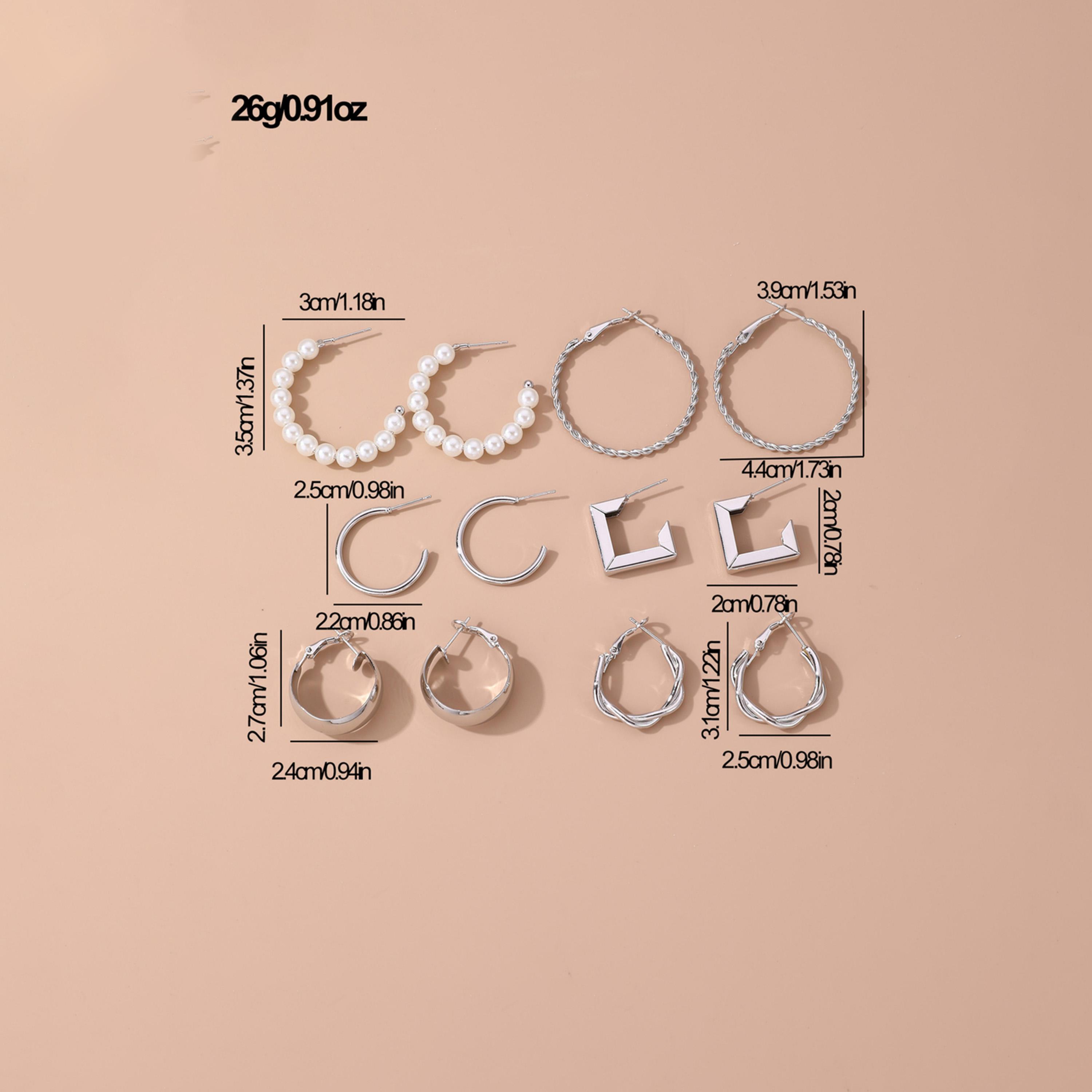 تيك تو - مجموعة من 6 أقراط دائرية فضية-women-watchesandjewellery-jewellery-earrings-image-6
