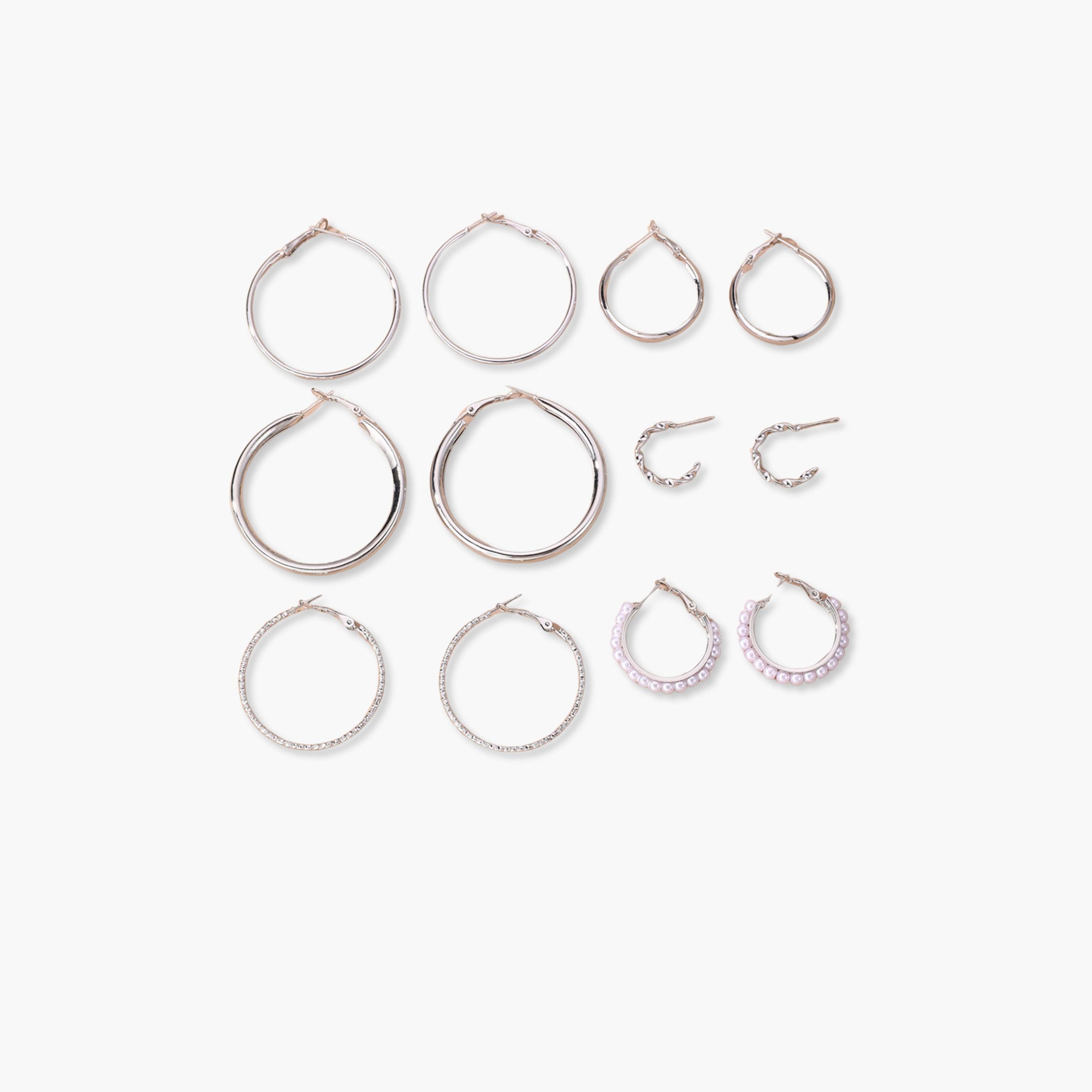 Take Two Set of 6 - Silver Hoop Earrings-women-watchesandjewellery-jewellery-earrings-image-1