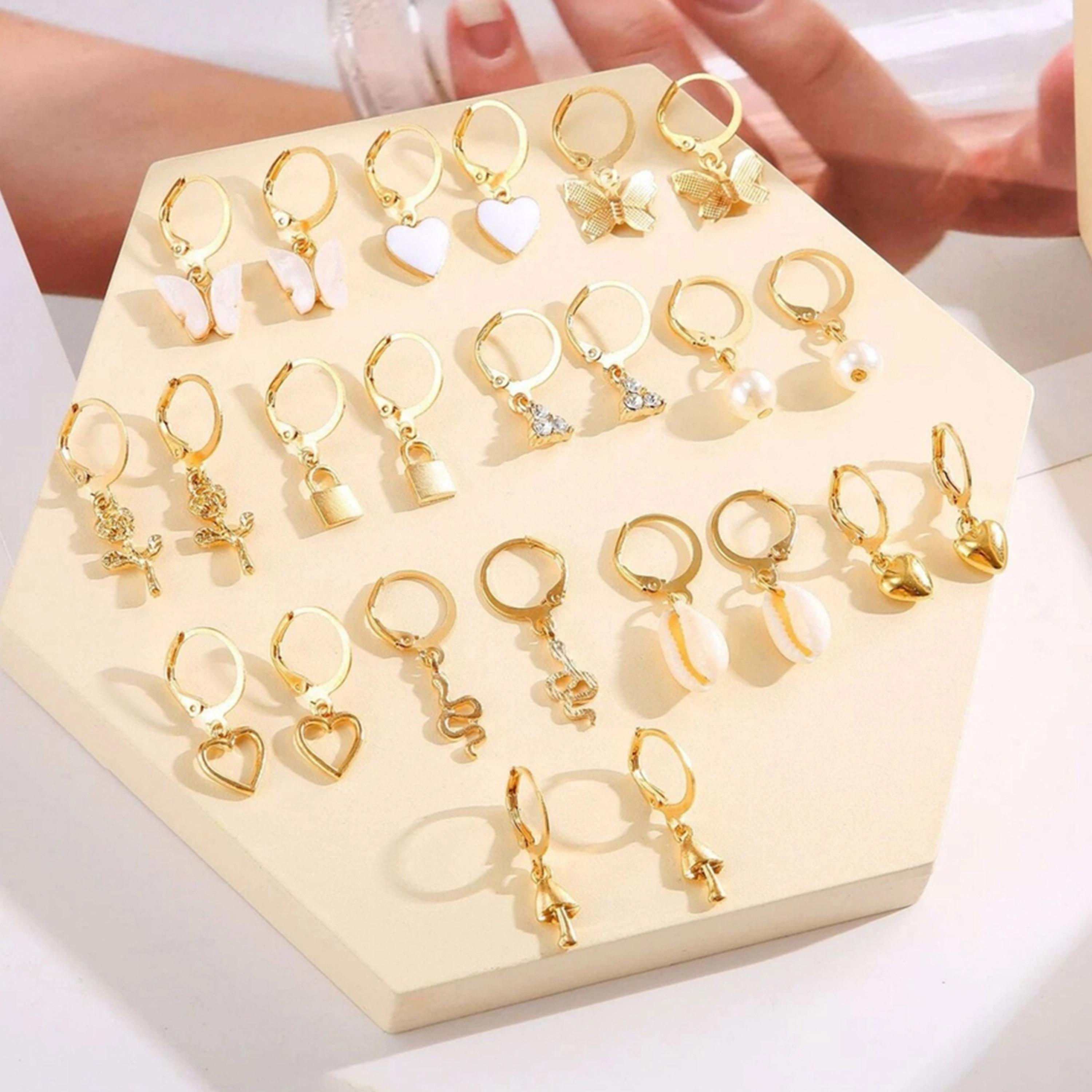 Take Two Set of 12 - Gold Hoop Drop Earrings-women-watchesandjewellery-jewellery-earrings-image-3