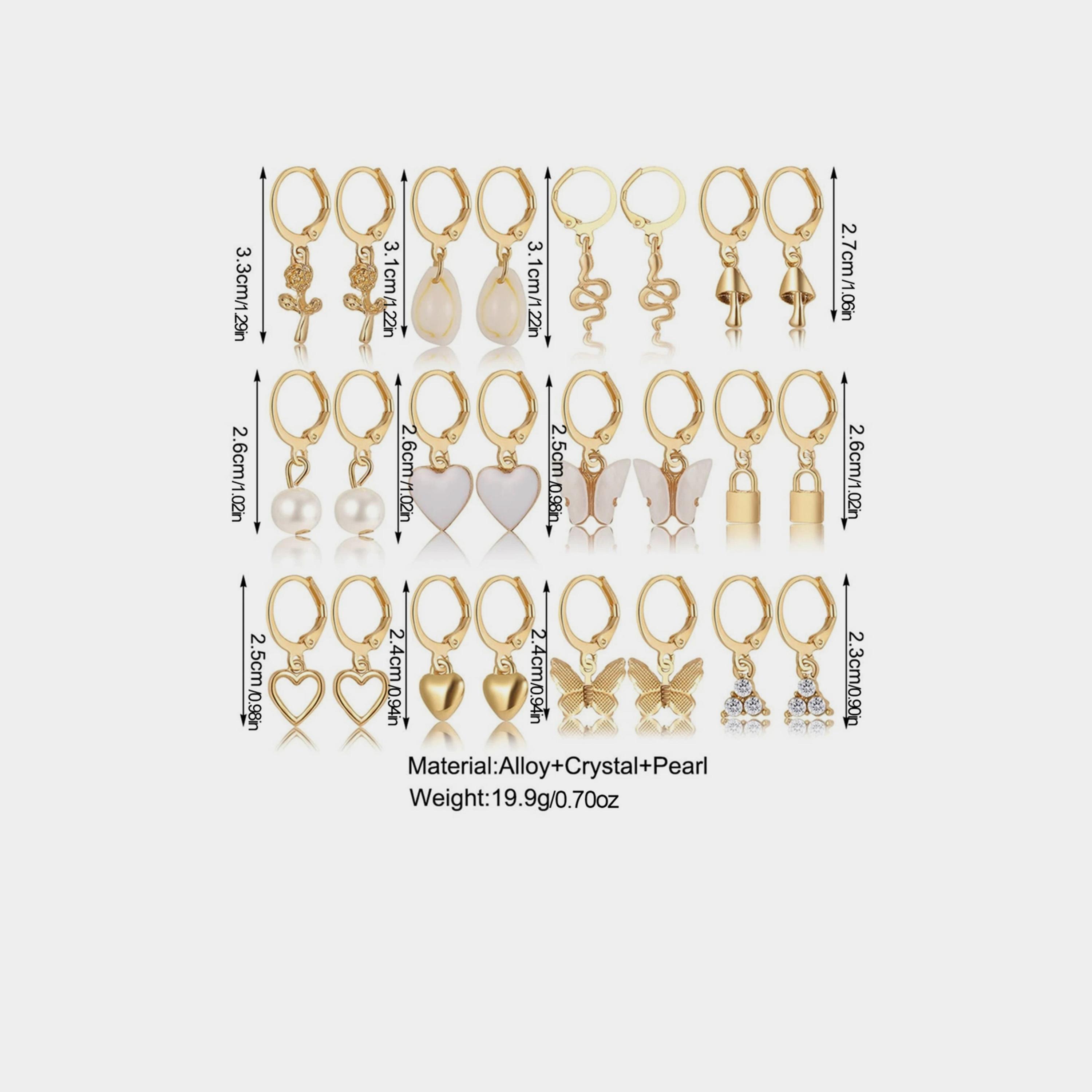 Take Two Set of 12 - Gold Hoop Drop Earrings-women-watchesandjewellery-jewellery-earrings-image-4