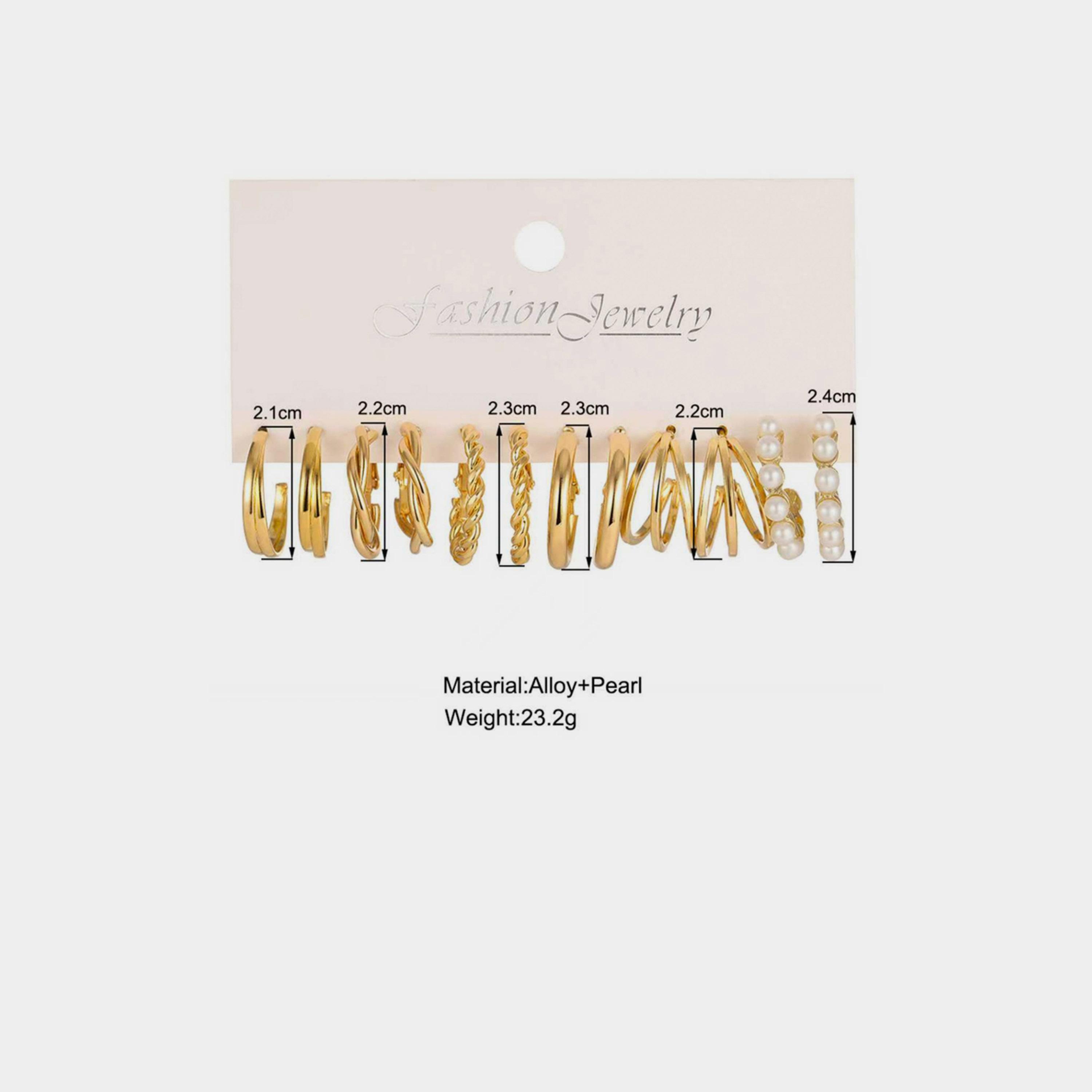 تيك تو - مجموعة من 6 أقراط ذهبية دائرية-women-watchesandjewellery-jewellery-earrings-image-3