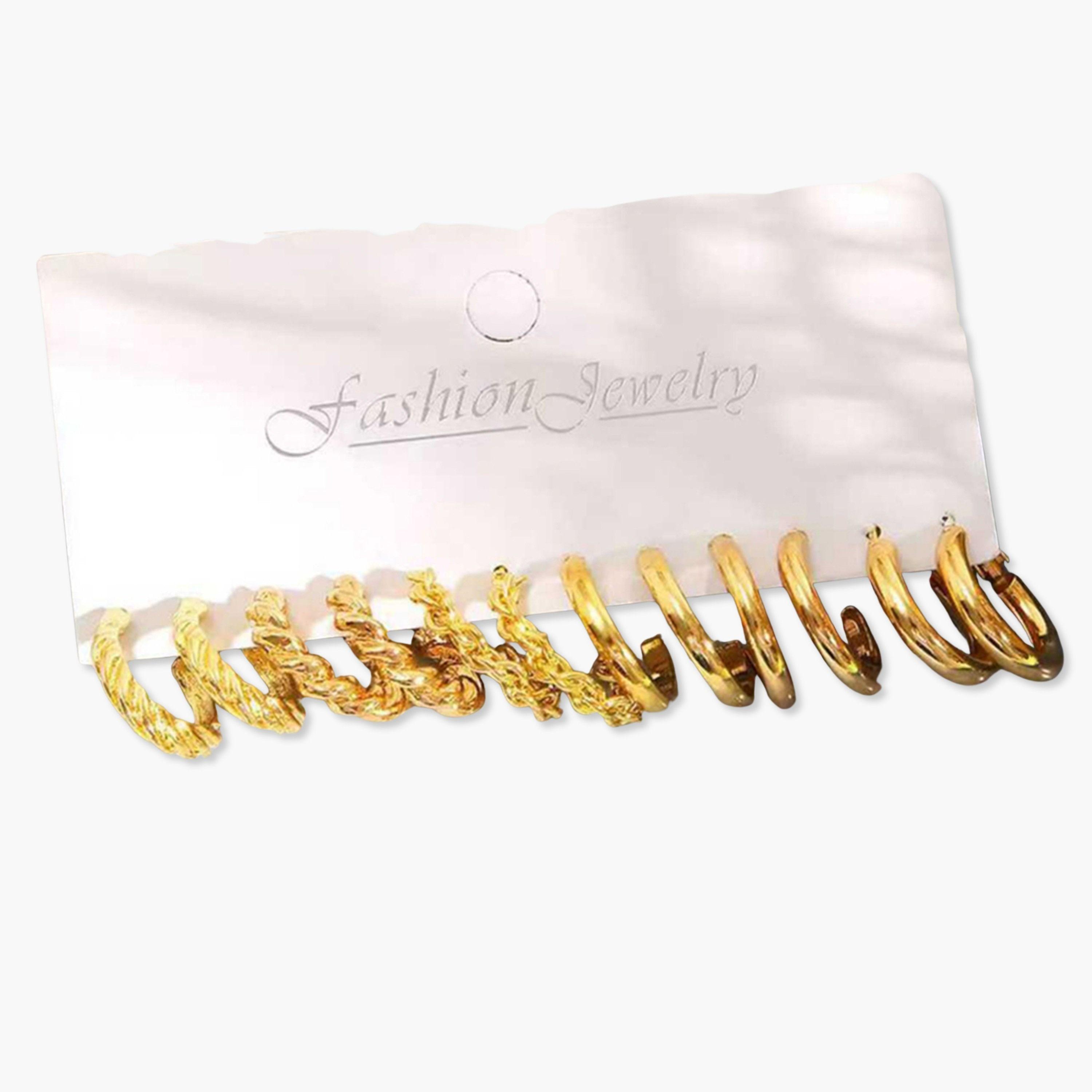 Take Two Set of 6 - Gold Hoop Earrings-women-watchesandjewellery-jewellery-earrings-image-1