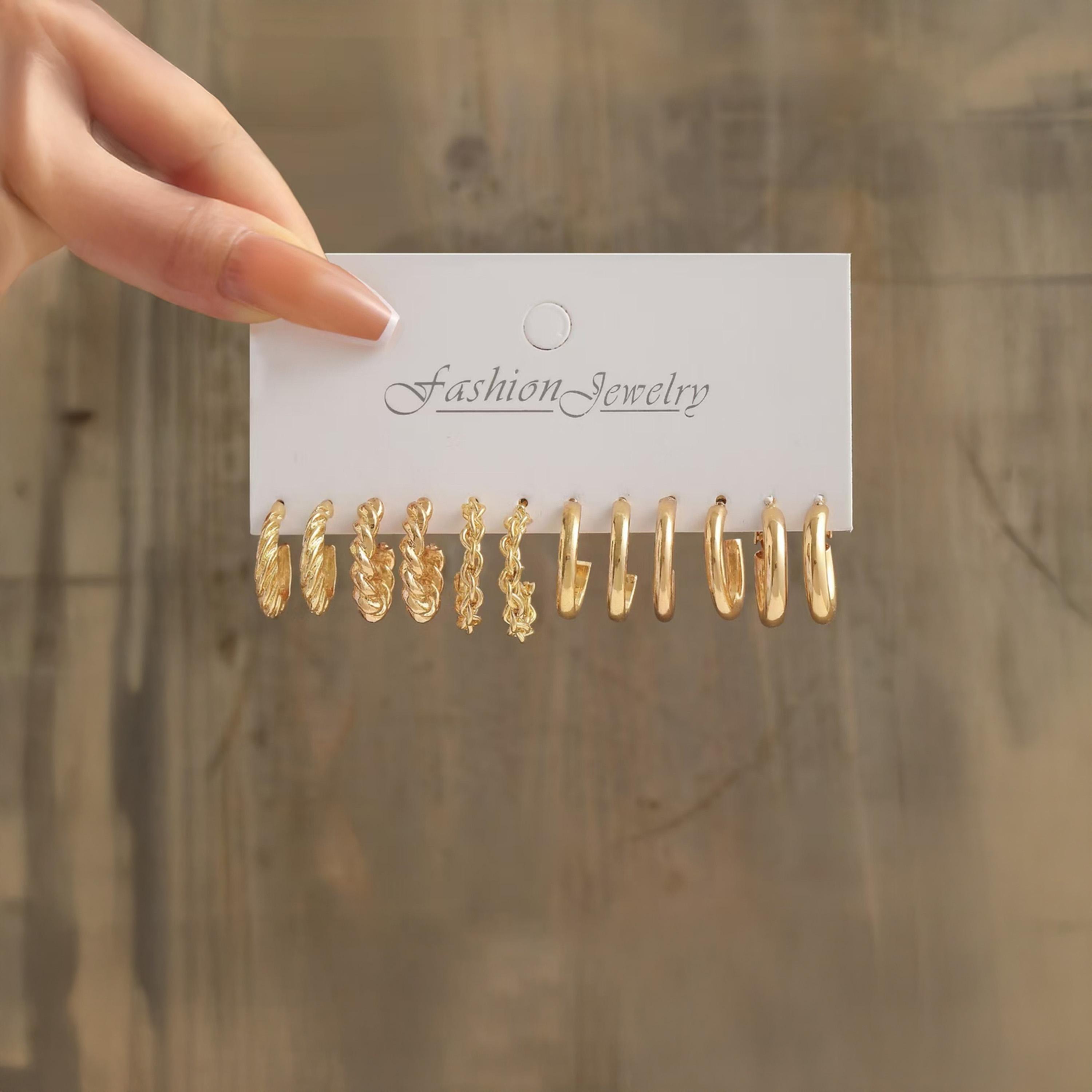 تيك تو - مجموعة من 6 أقراط ذهبية دائرية-women-watchesandjewellery-jewellery-earrings-image-2