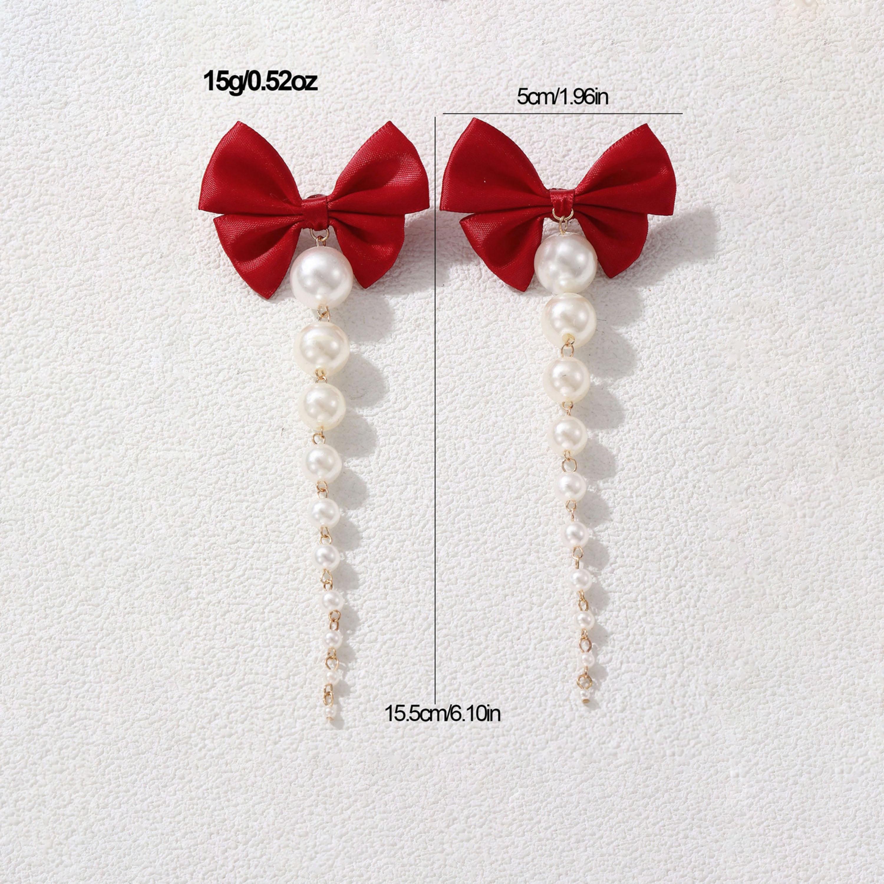 Take Two Bow Faux Pearl Tassel Earrings-women-watchesandjewellery-jewellery-earrings-image-5