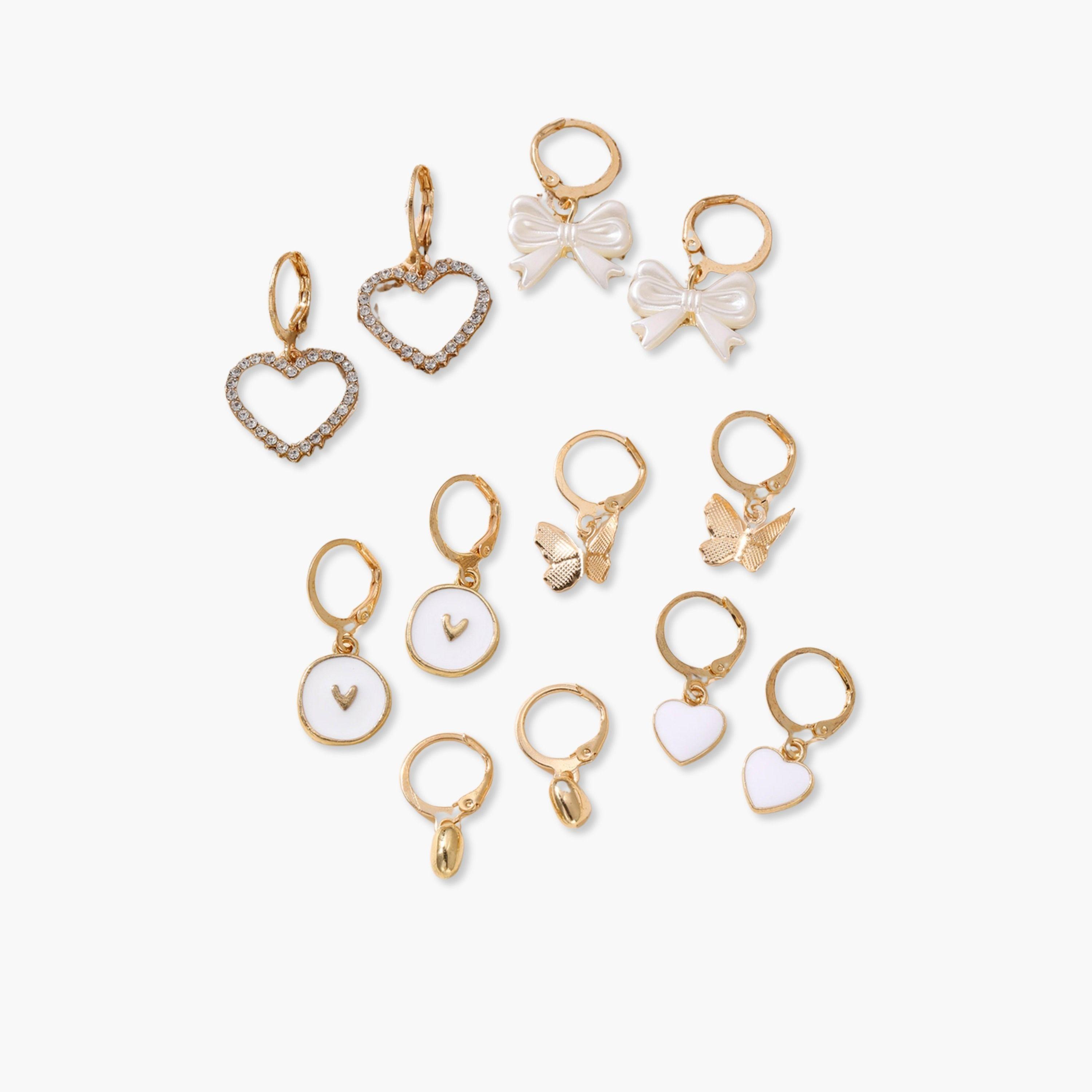 Take Two Set of 6 - Gold Assorted Drop Earrings-women-watchesandjewellery-jewellery-earrings-image-1