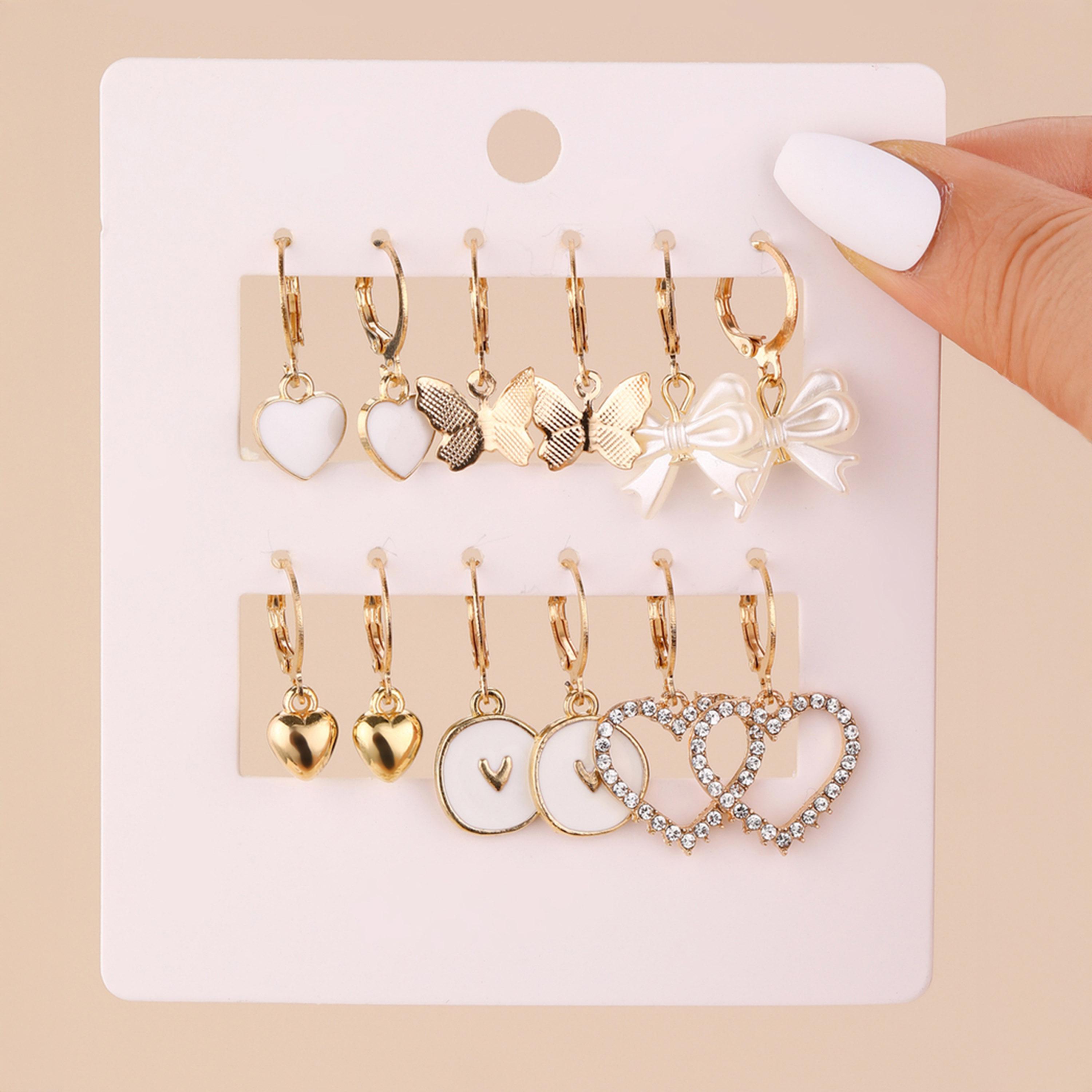 Take Two Set of 6 - Gold Assorted Drop Earrings-women-watchesandjewellery-jewellery-earrings-image-2