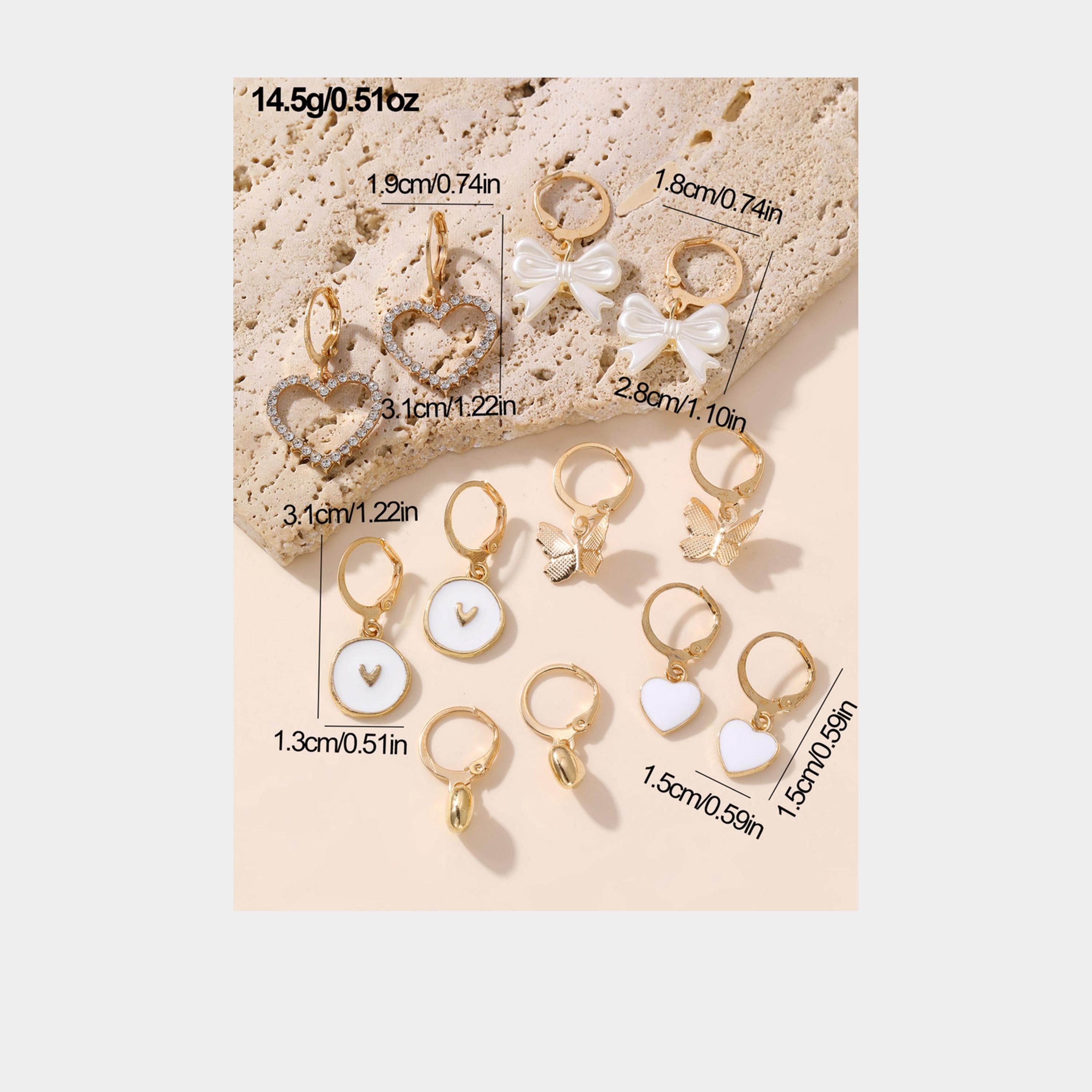 تيك تو - مجموعة من 6 أقراط ذهبية متدلية متنوعة-women-watchesandjewellery-jewellery-earrings-image-3