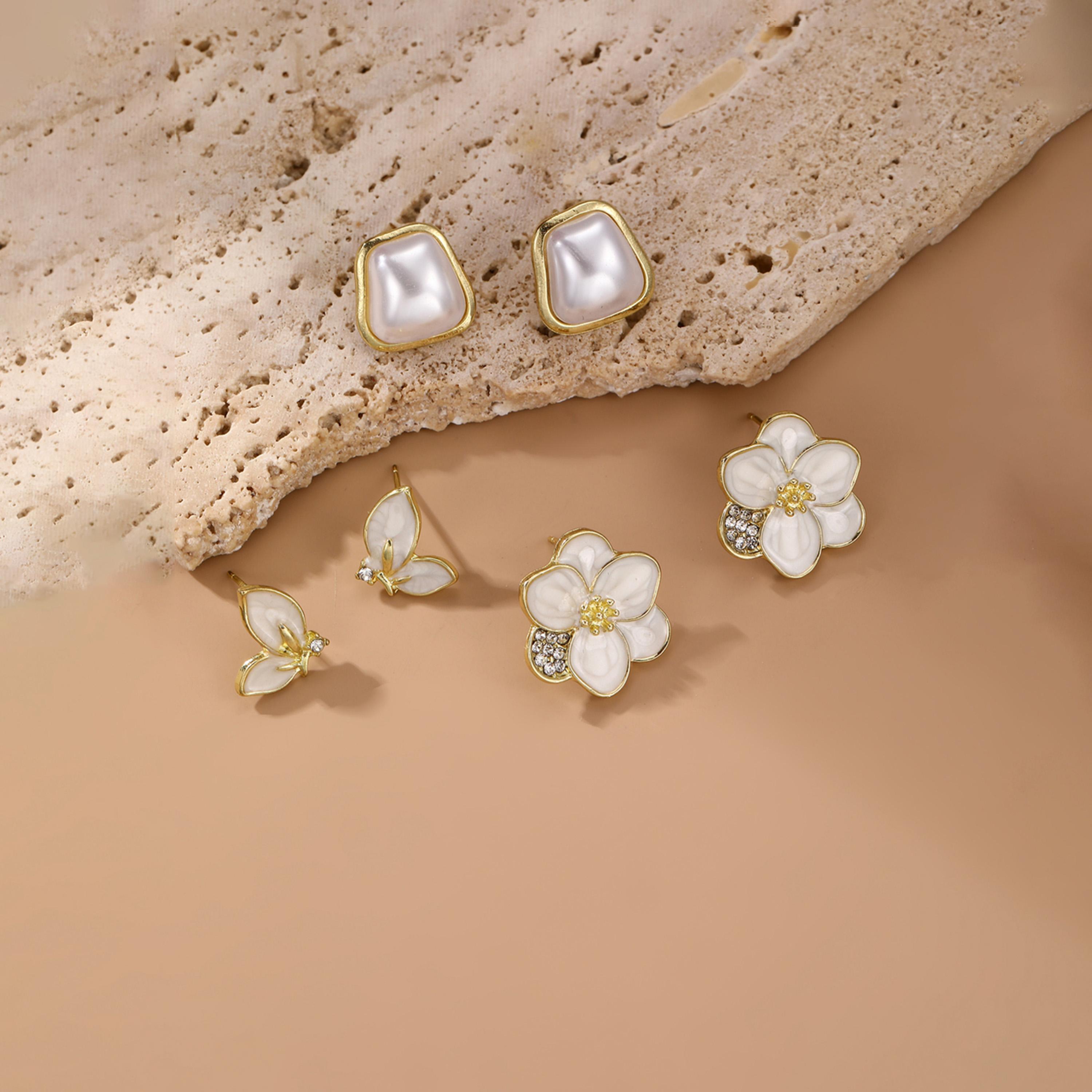 Take Two Set of 3 - Faux Pearl Flower Earrings-women-watchesandjewellery-jewellery-earrings-image-4
